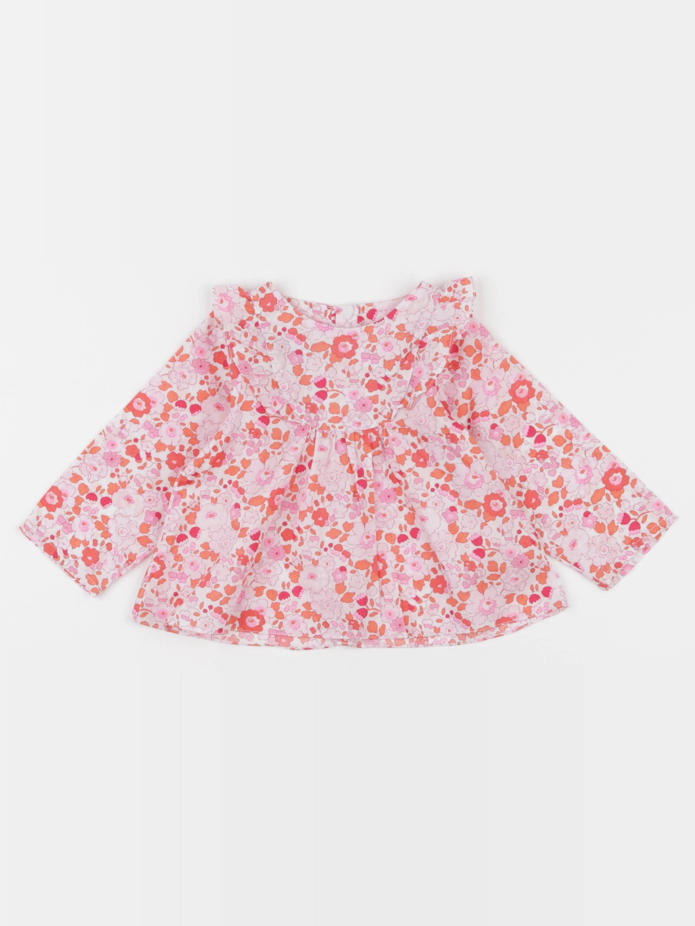 Jacadi - blouse liberty rose, orange - 12 mois