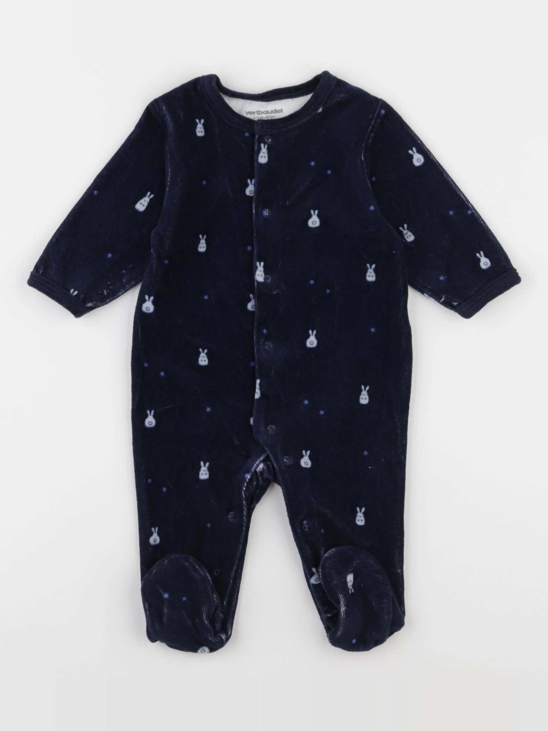 Vertbaudet - pyjama velours bleu - 3 mois