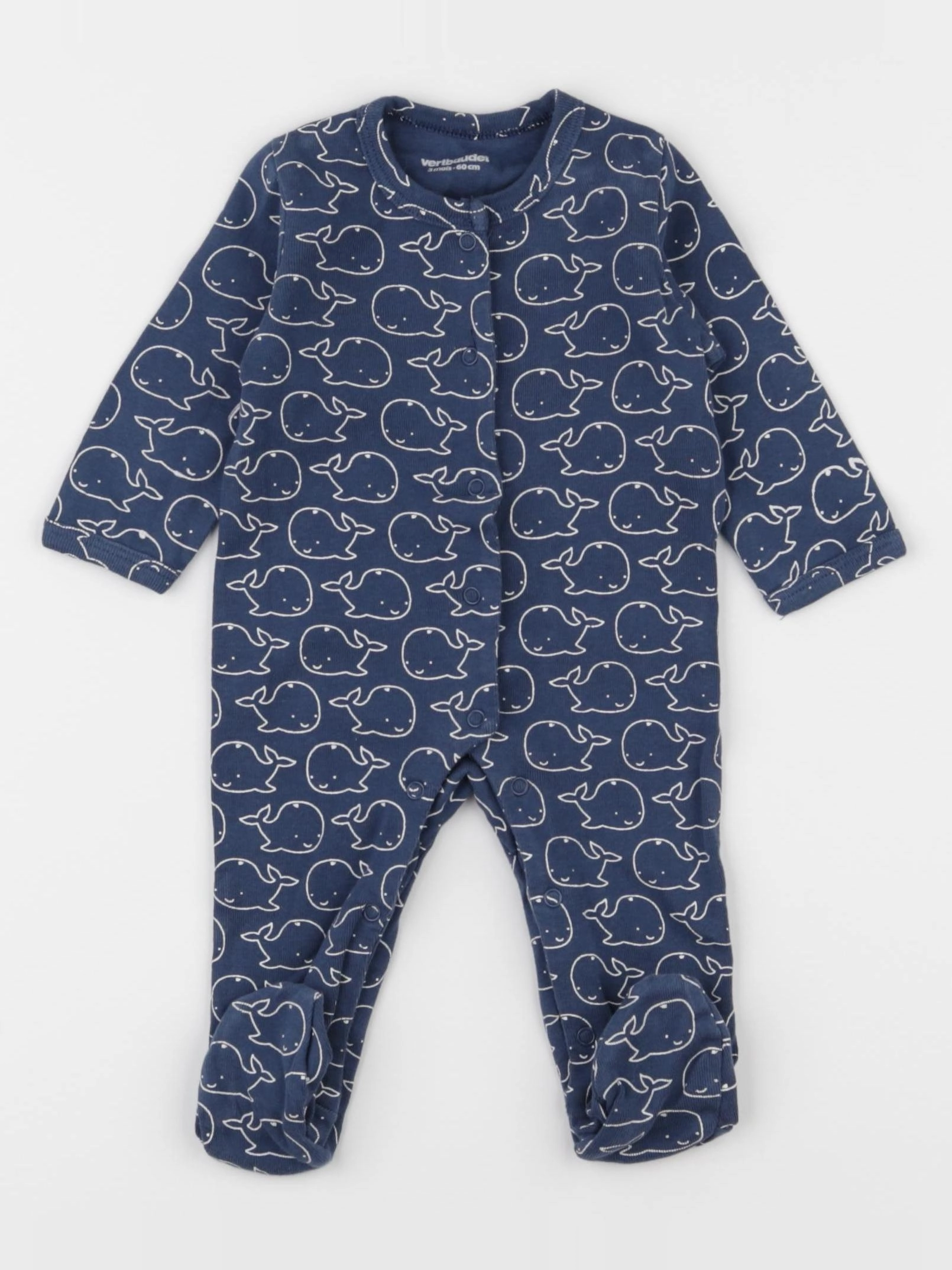 Vertbaudet - pyjama coton bleu - 3 mois