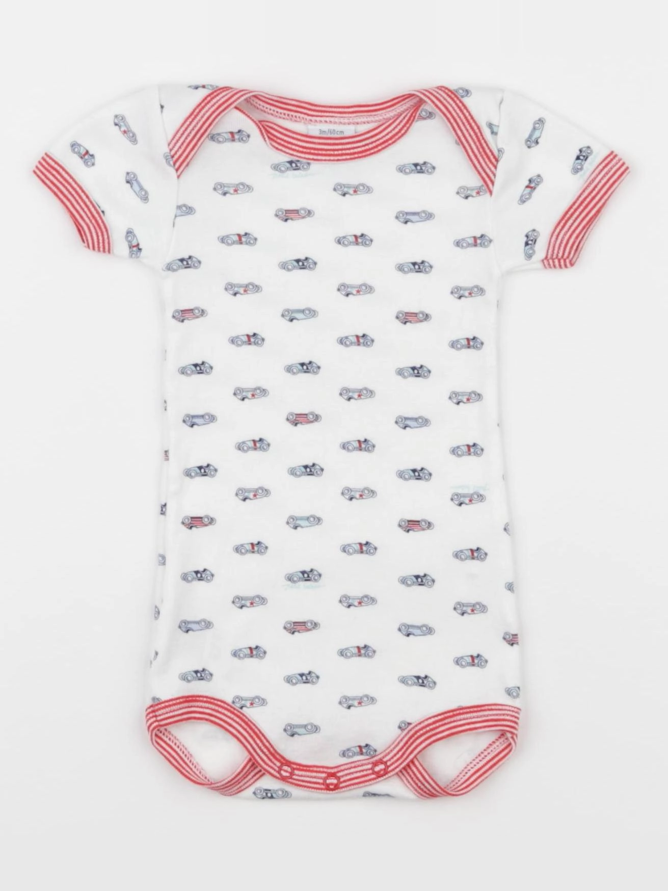 Petit Bateau - body blanc, rouge - 3 mois