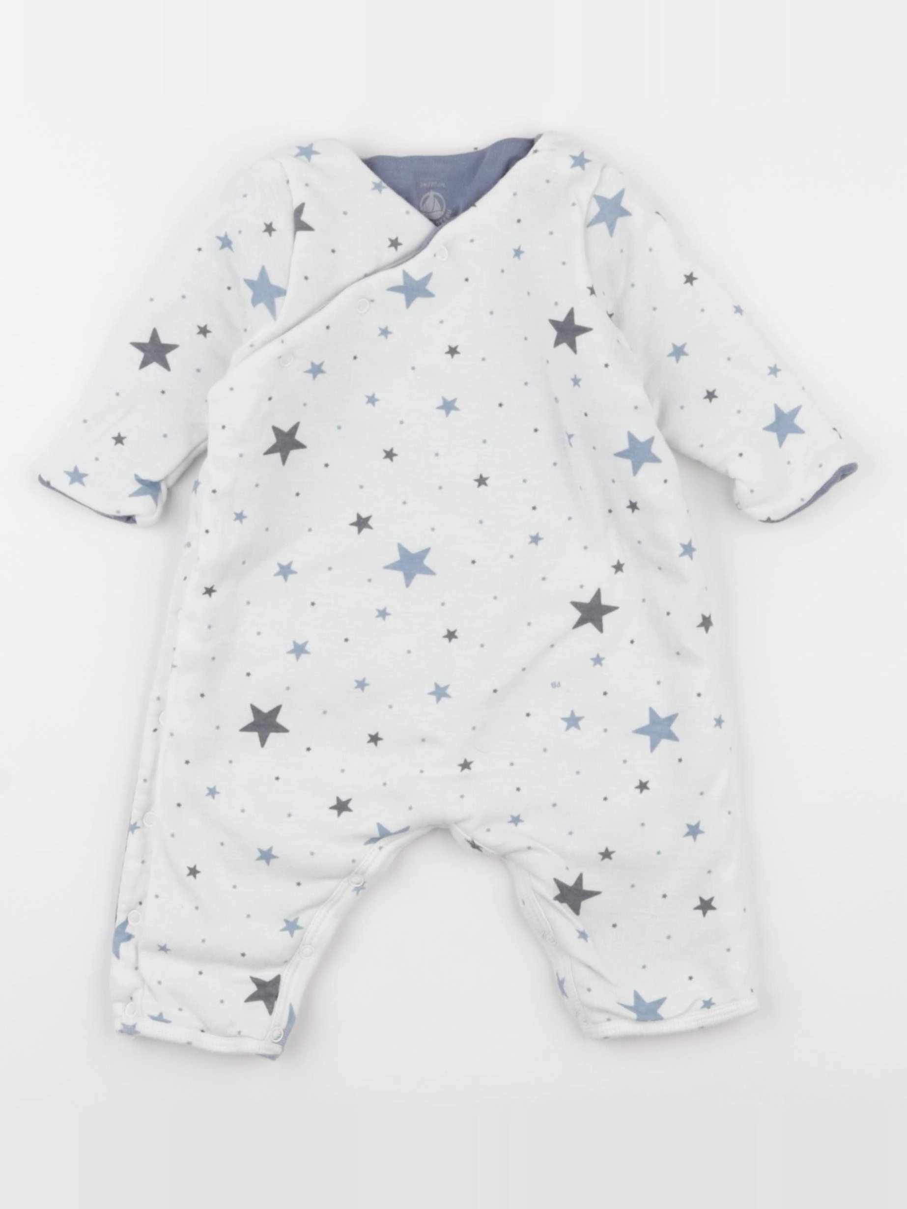 Petit Bateau - sur-pyjama bleu, blanc - 3 mois