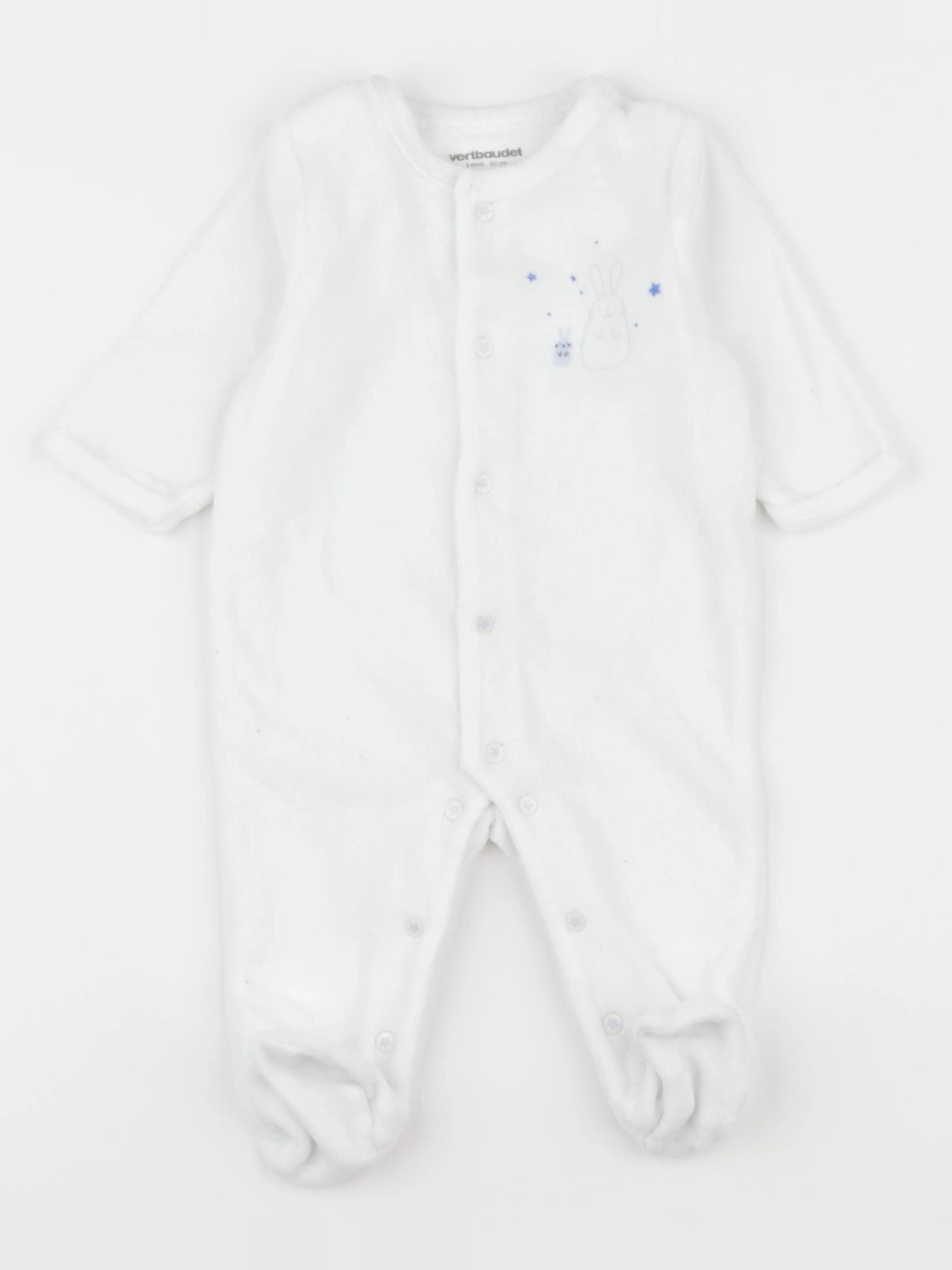 Vertbaudet - pyjama velours blanc - 3 mois
