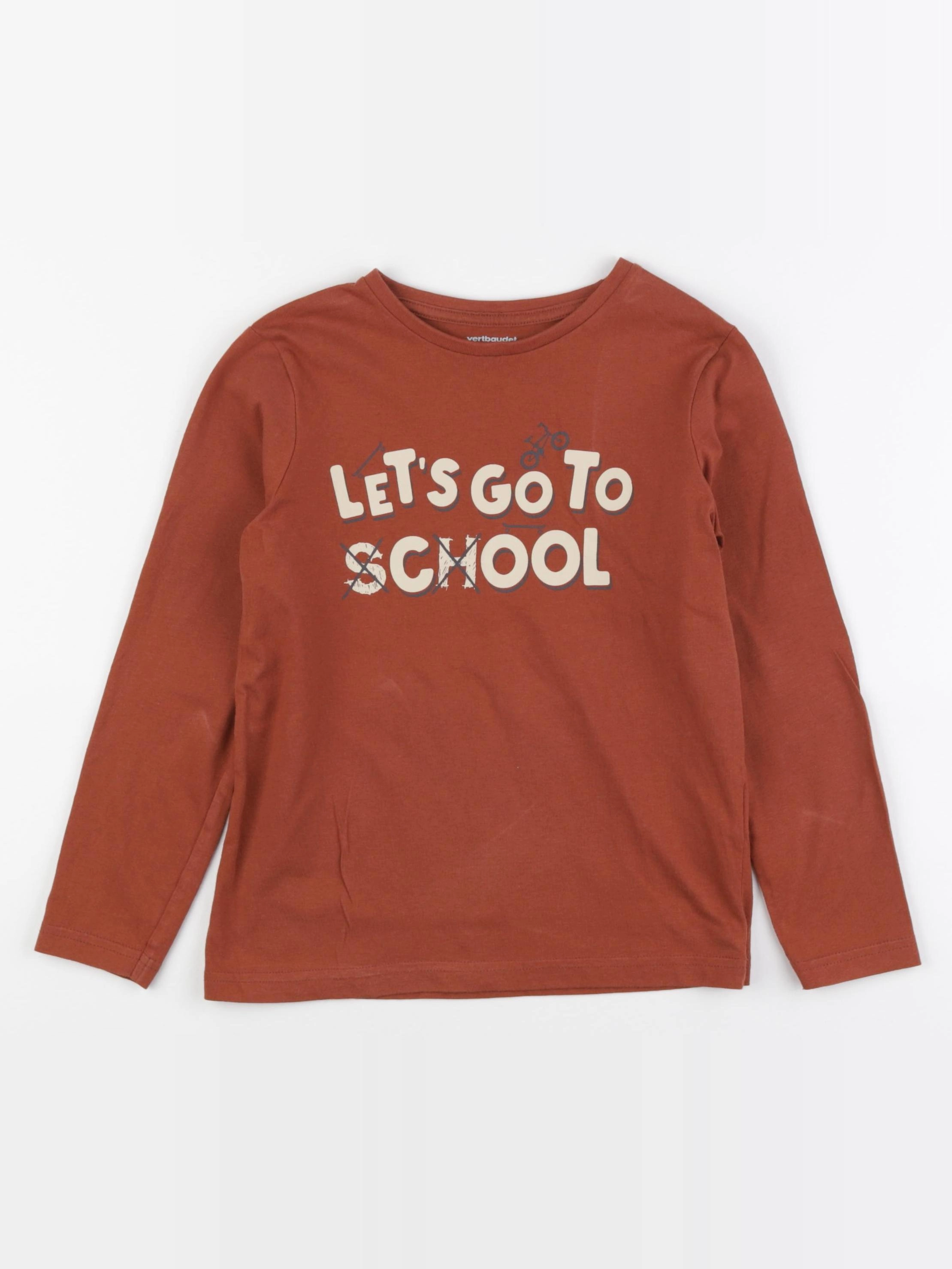 Vertbaudet - tee-shirt marron - 8 ans