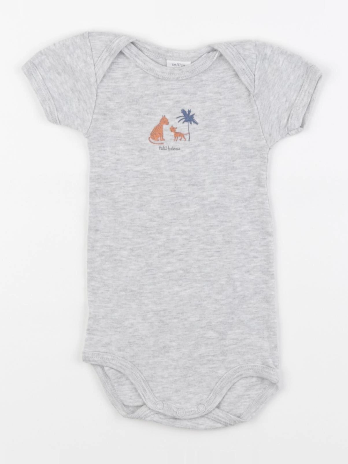 Petit Bateau - body gris - 6 mois
