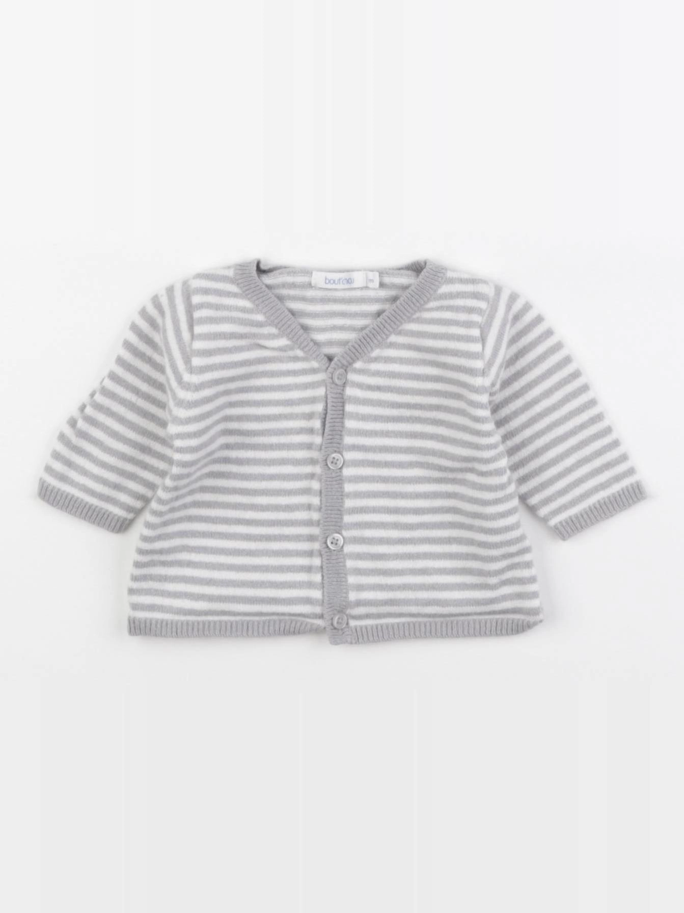 Boutchou - gilet gris, blanc - 1 mois
