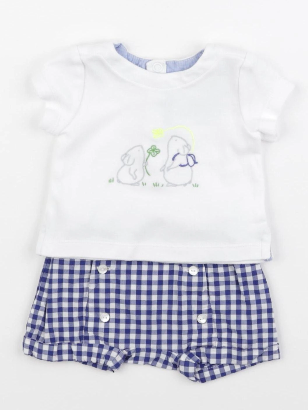 Jacadi - ensemble blanc, bleu - 1 mois