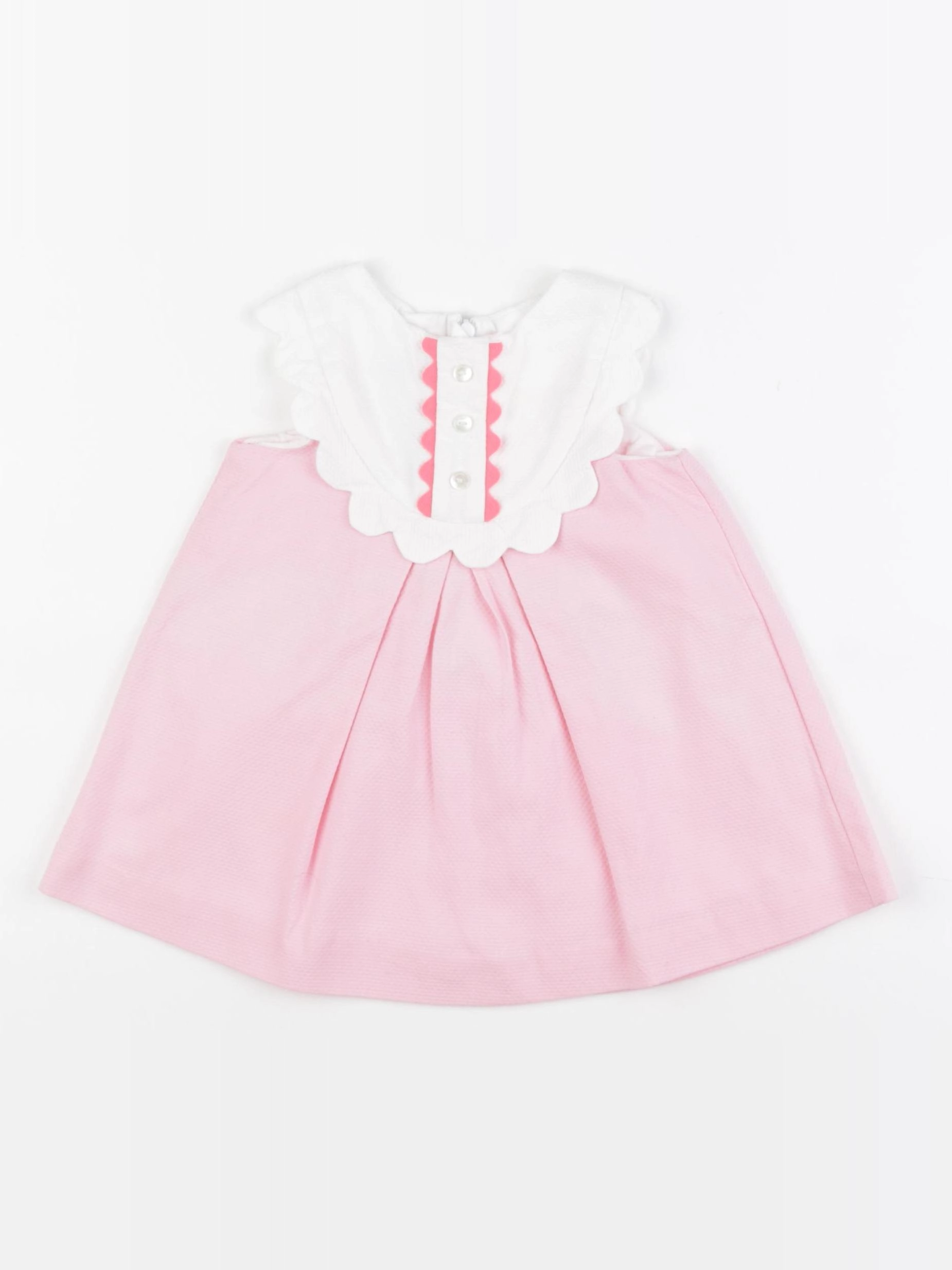 Jacadi - robe rose, blanc - 12 mois