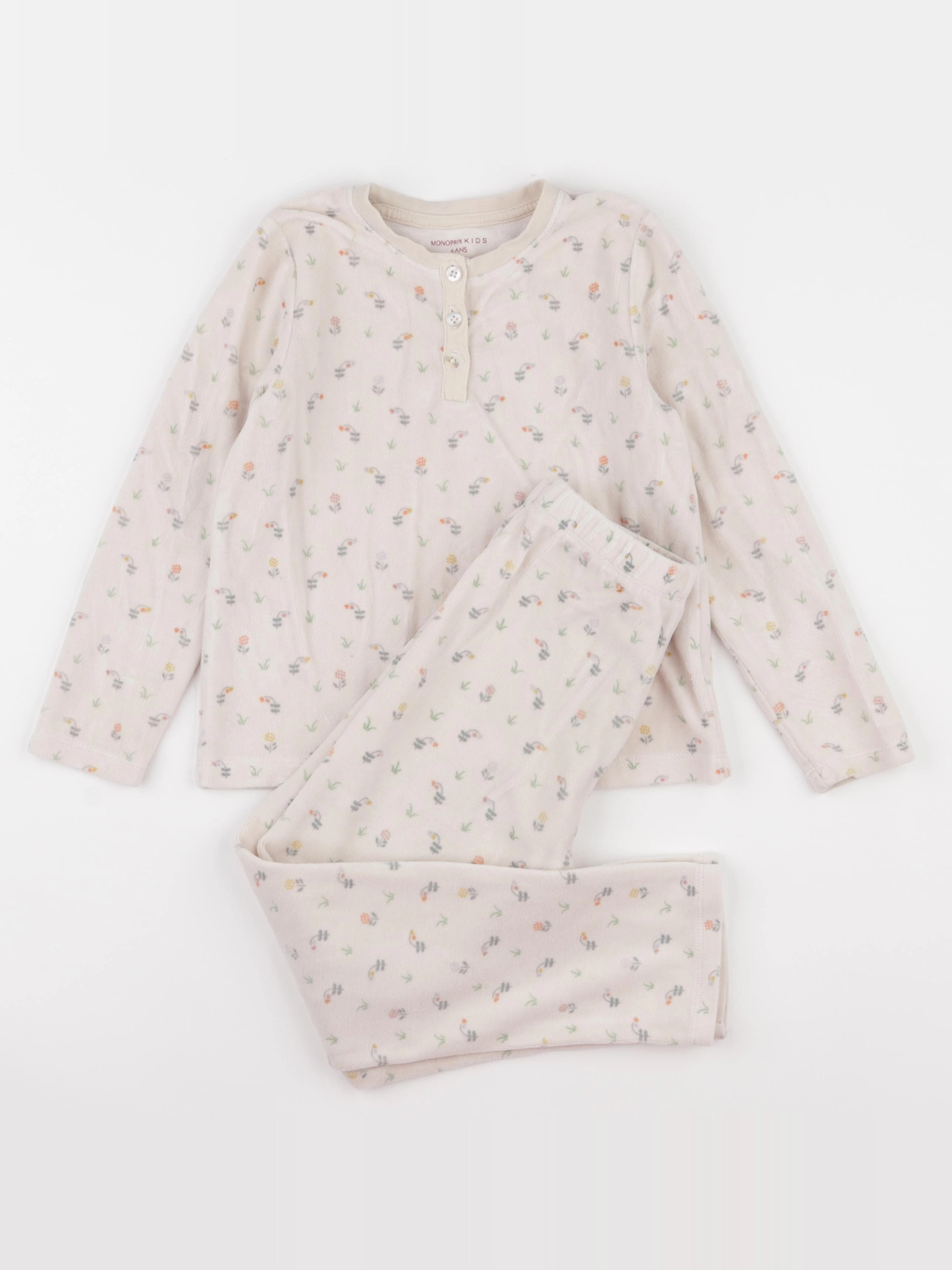 Monoprix - pyjama velours beige - 6 ans