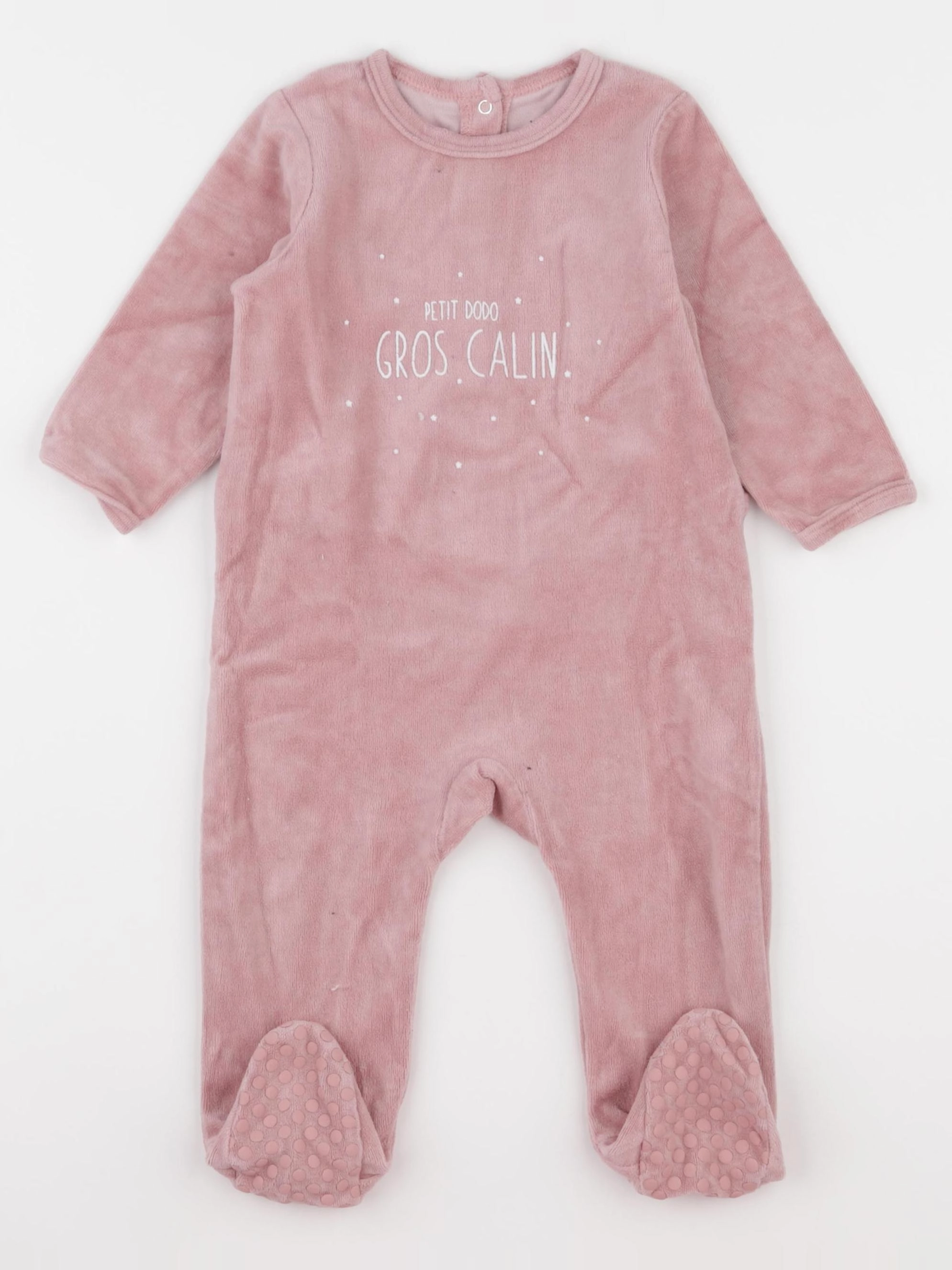 Vertbaudet - pyjama velours rose - 12 mois