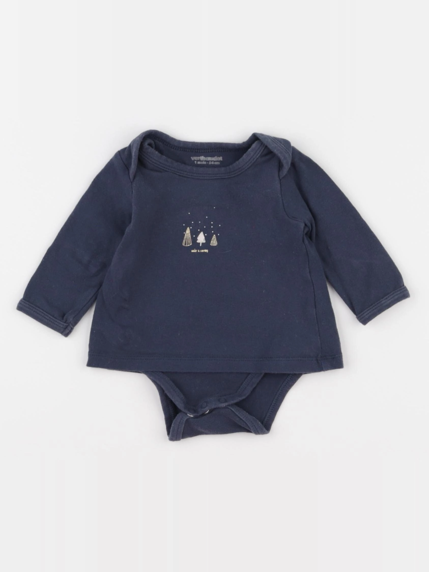 Vertbaudet - body tee-shirt bleu - 1 mois