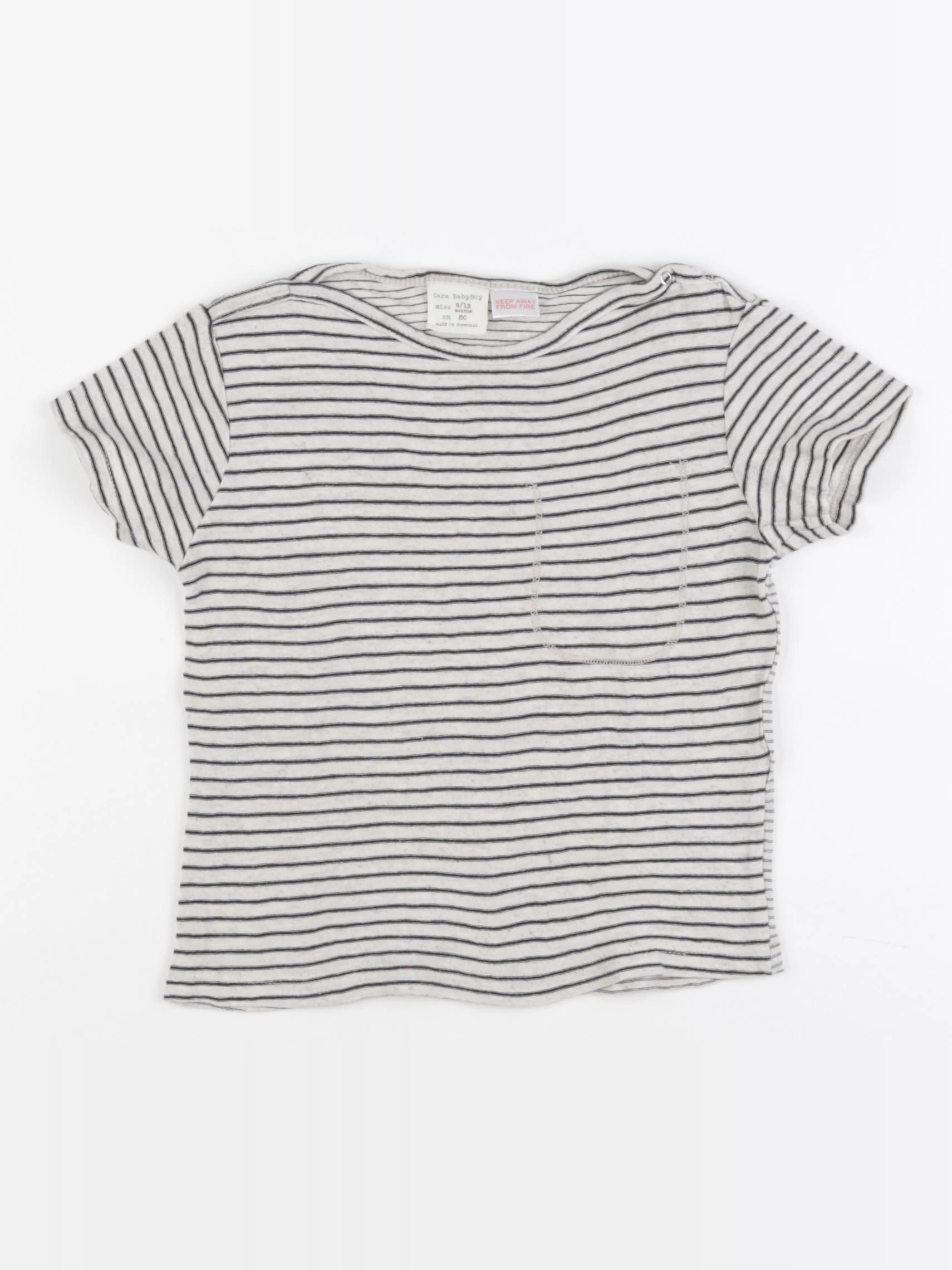 Zara - tee-shirt beige, bleu - 9/12 mois