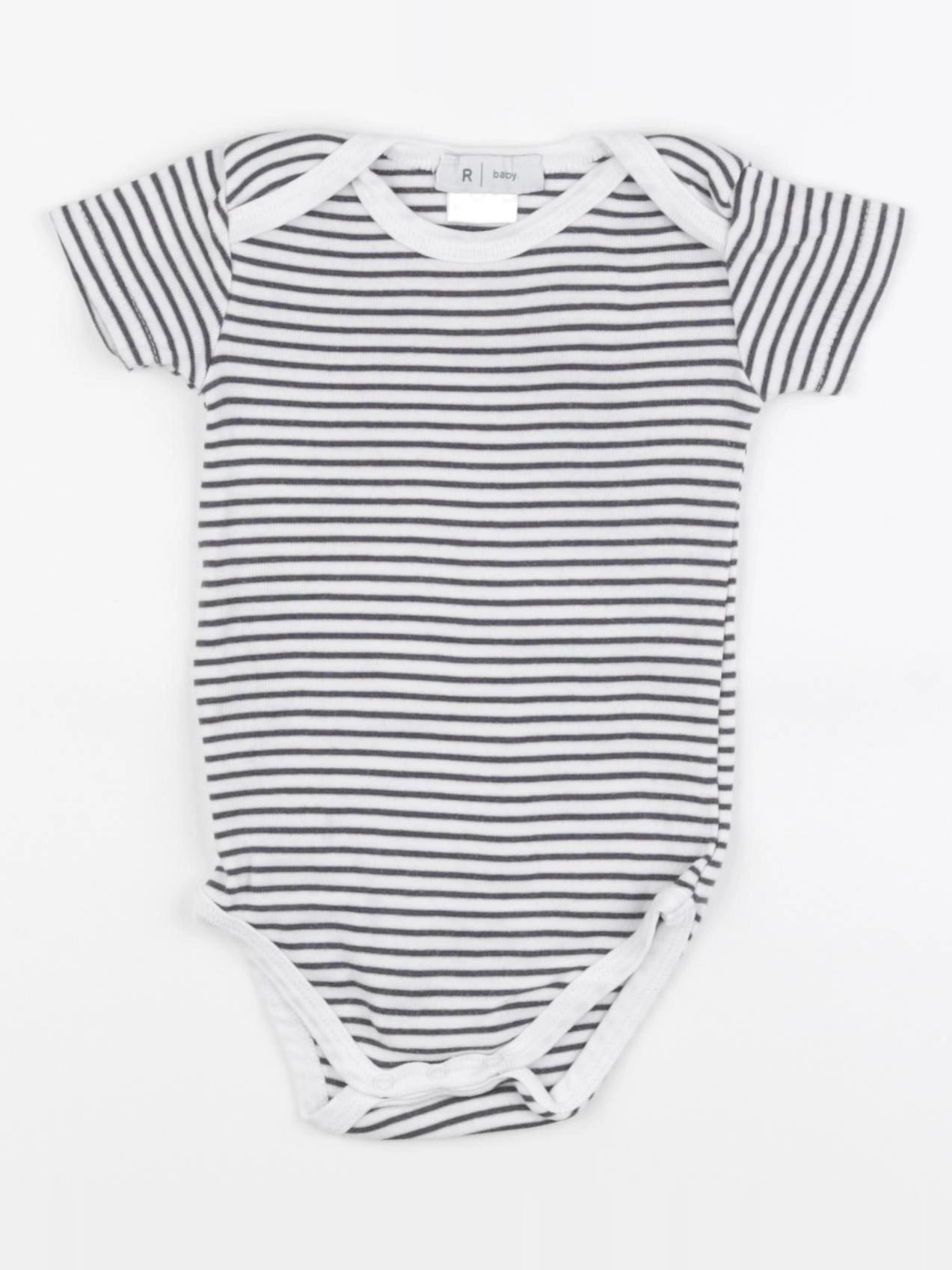 La Redoute - body gris, blanc - 9 mois