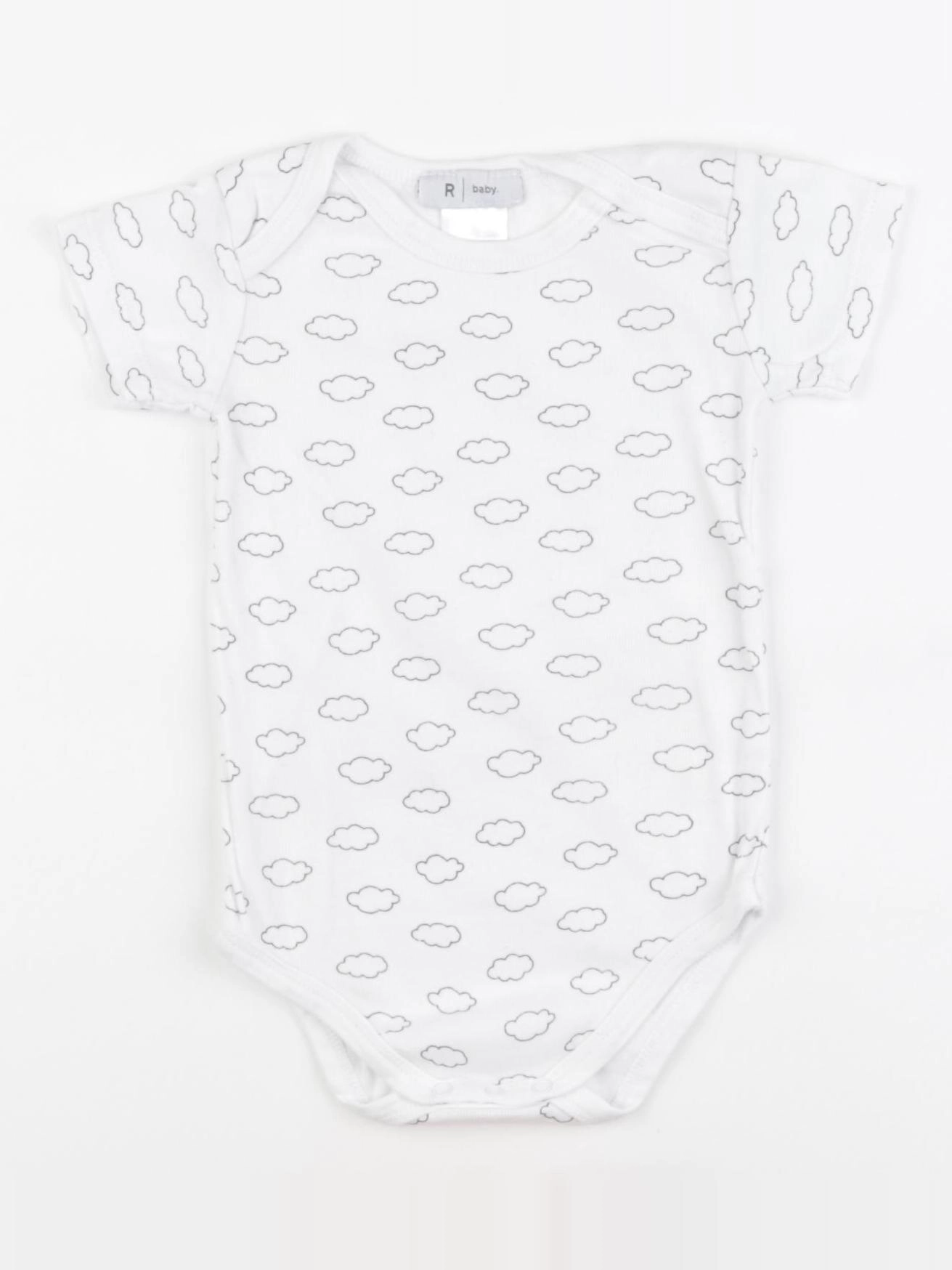 La Redoute - body blanc, gris - 9 mois