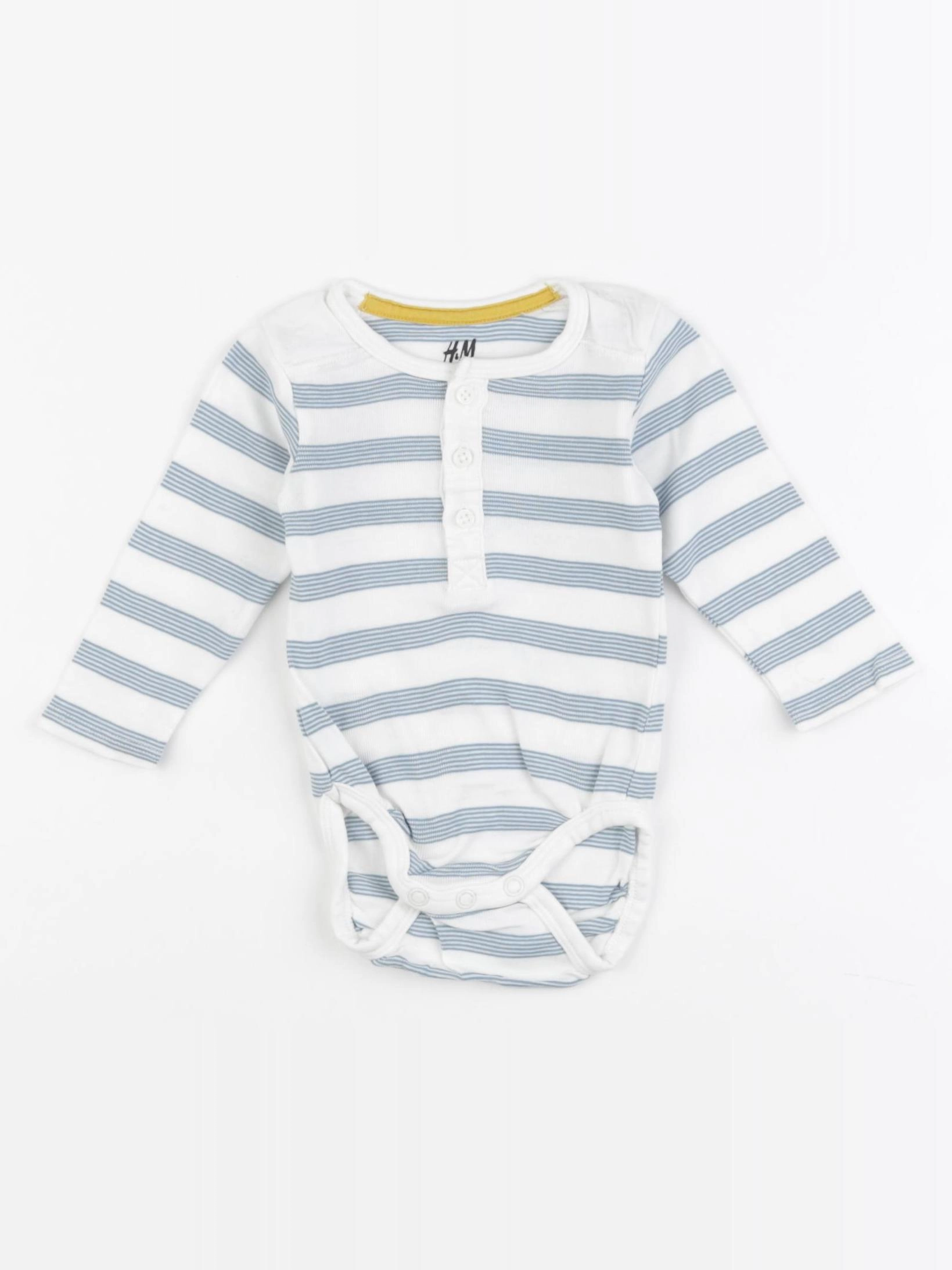 H&M - body blanc, bleu - 1/2 mois