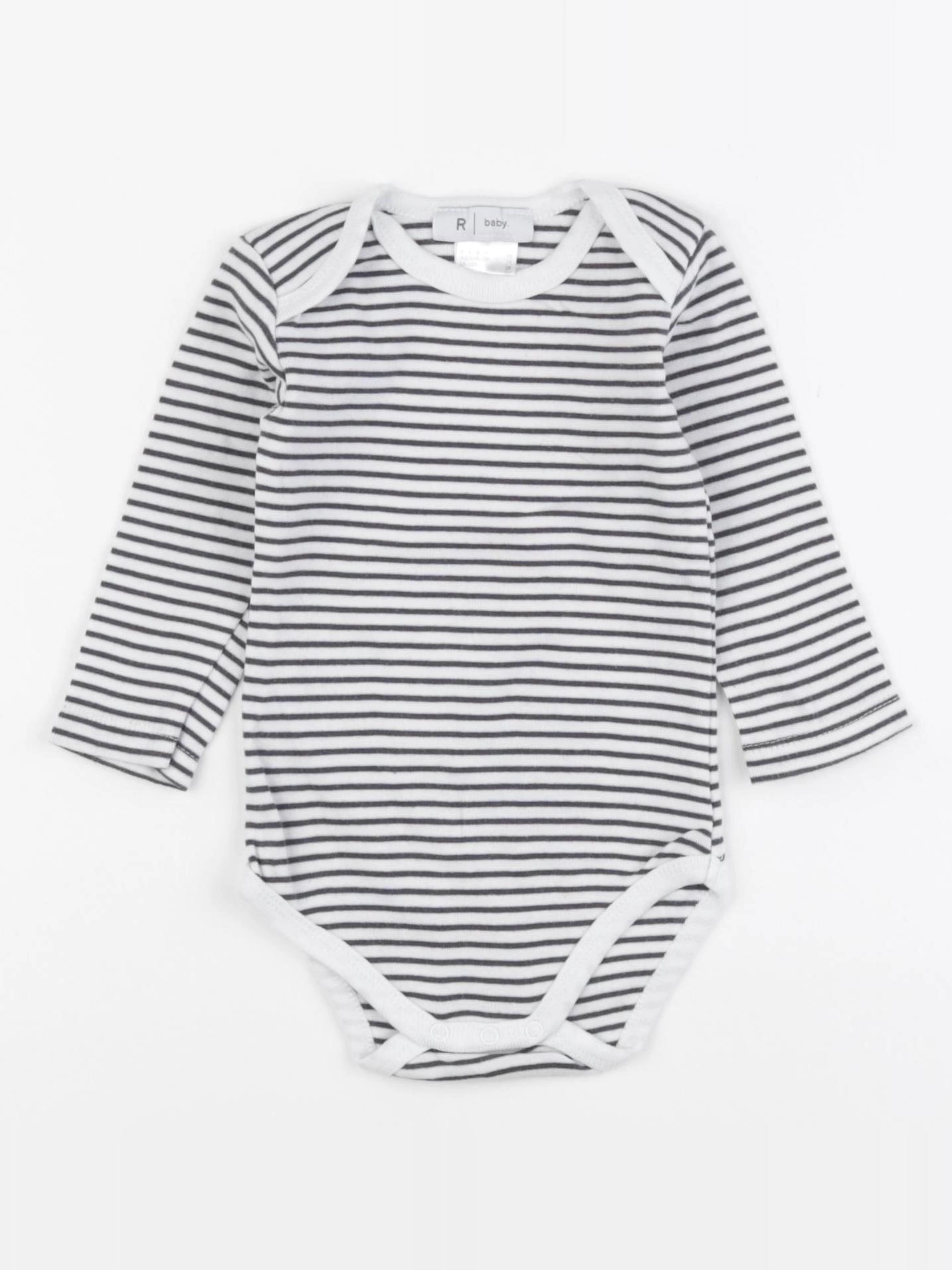 La Redoute - body gris, blanc - 9 mois