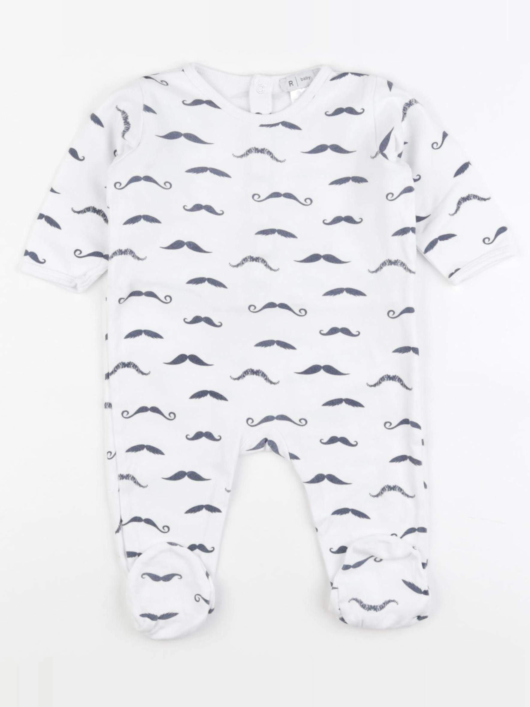 La Redoute - pyjama coton blanc, bleu - 9 mois