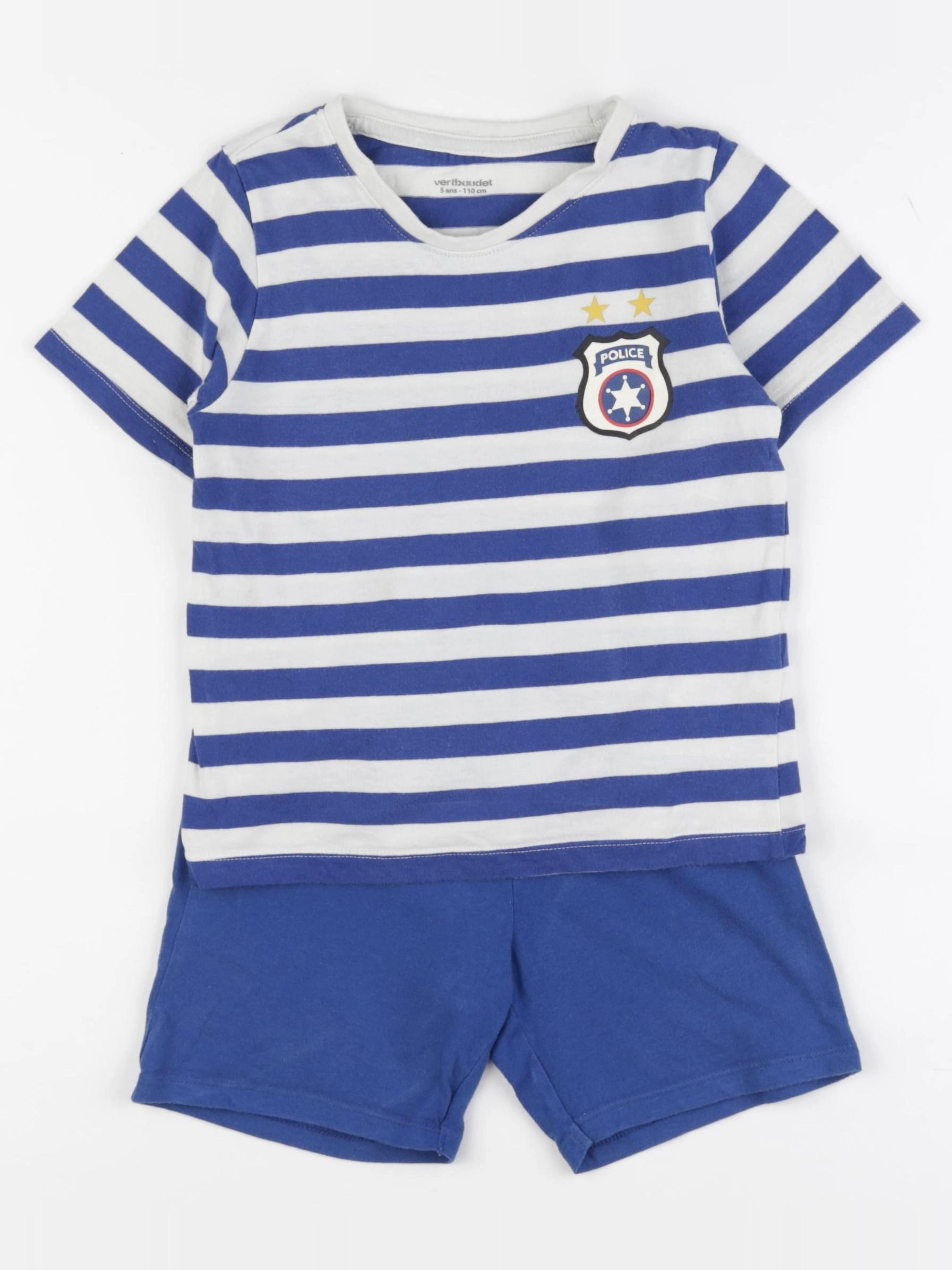 Vertbaudet - pyjama coton blanc, bleu - 5 ans