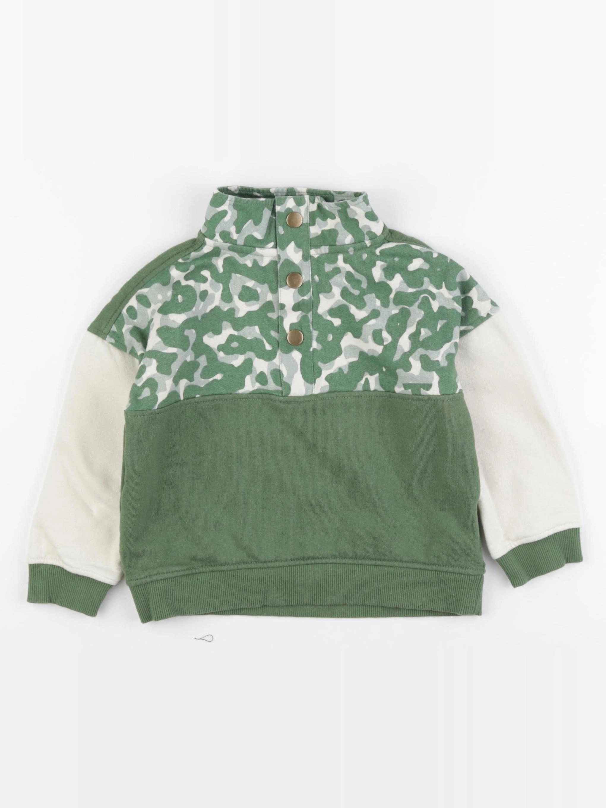 Monoprix - sweat beige, vert - 5 ans