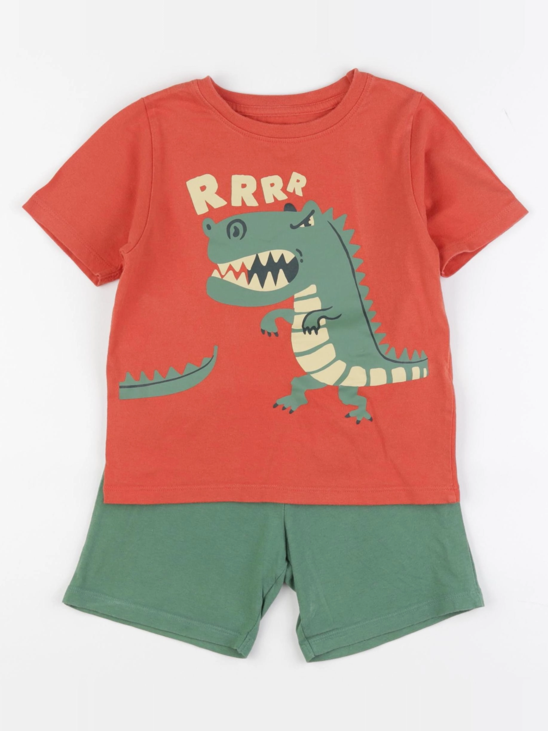 Vertbaudet - pyjama coton orange, vert - 5 ans