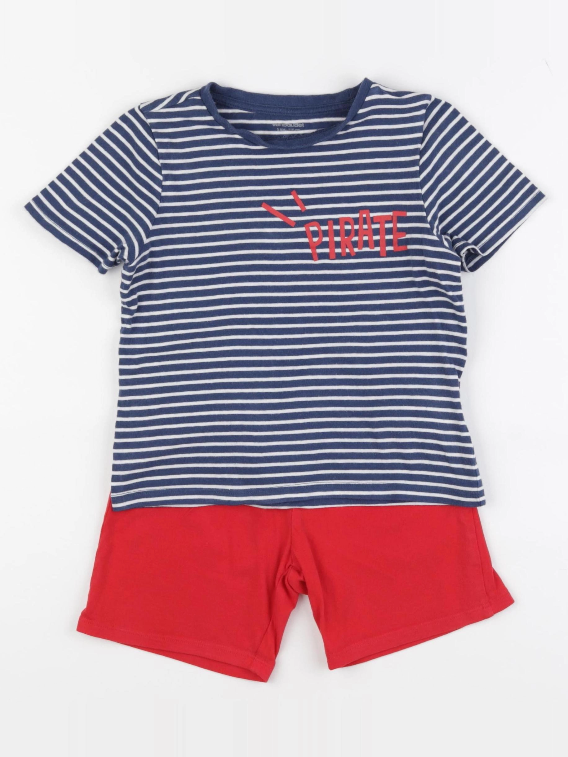 Vertbaudet - pyjama coton bleu, rouge - 5 ans