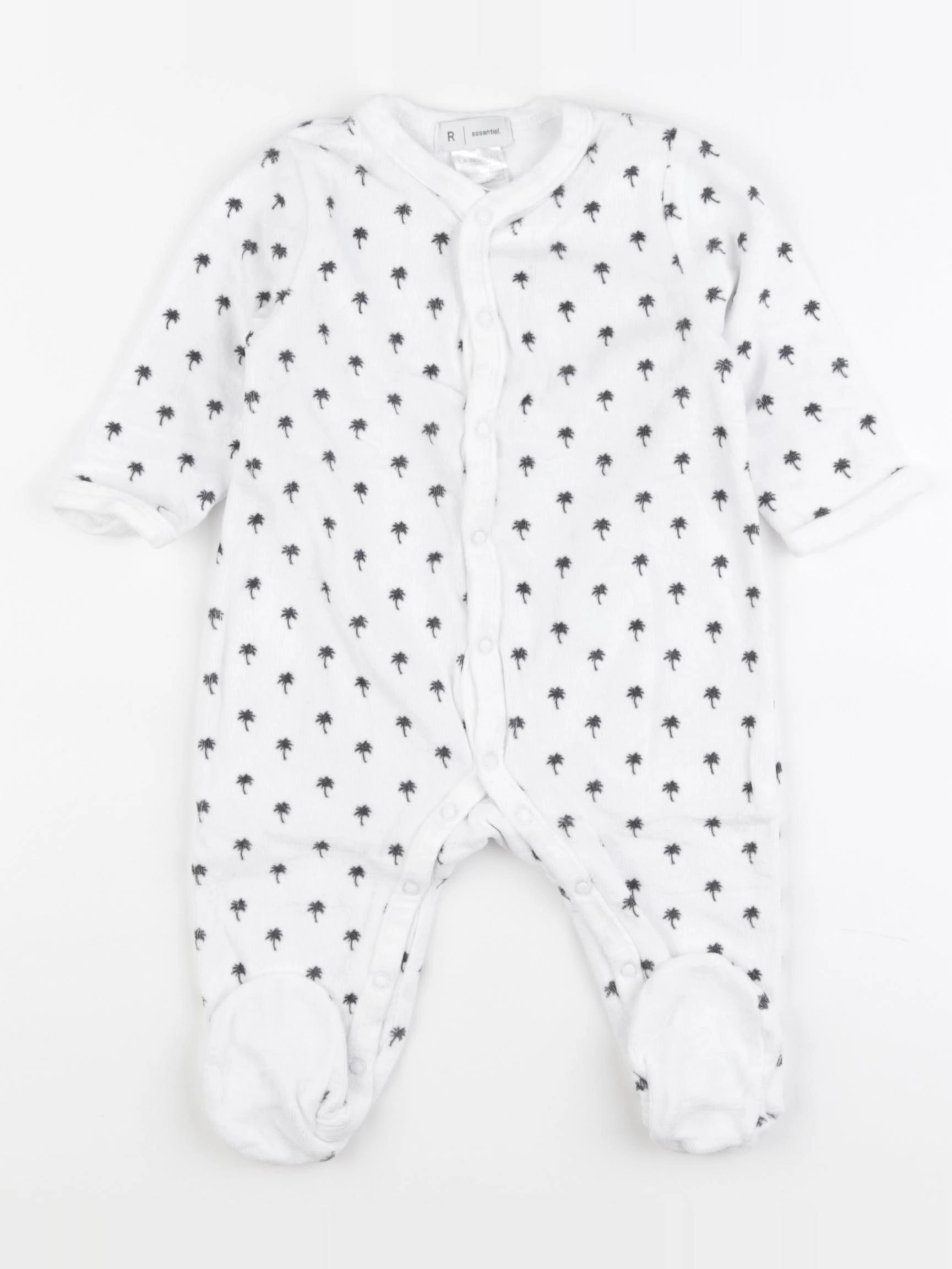 La Redoute - pyjama velours gris, blanc - 9 mois