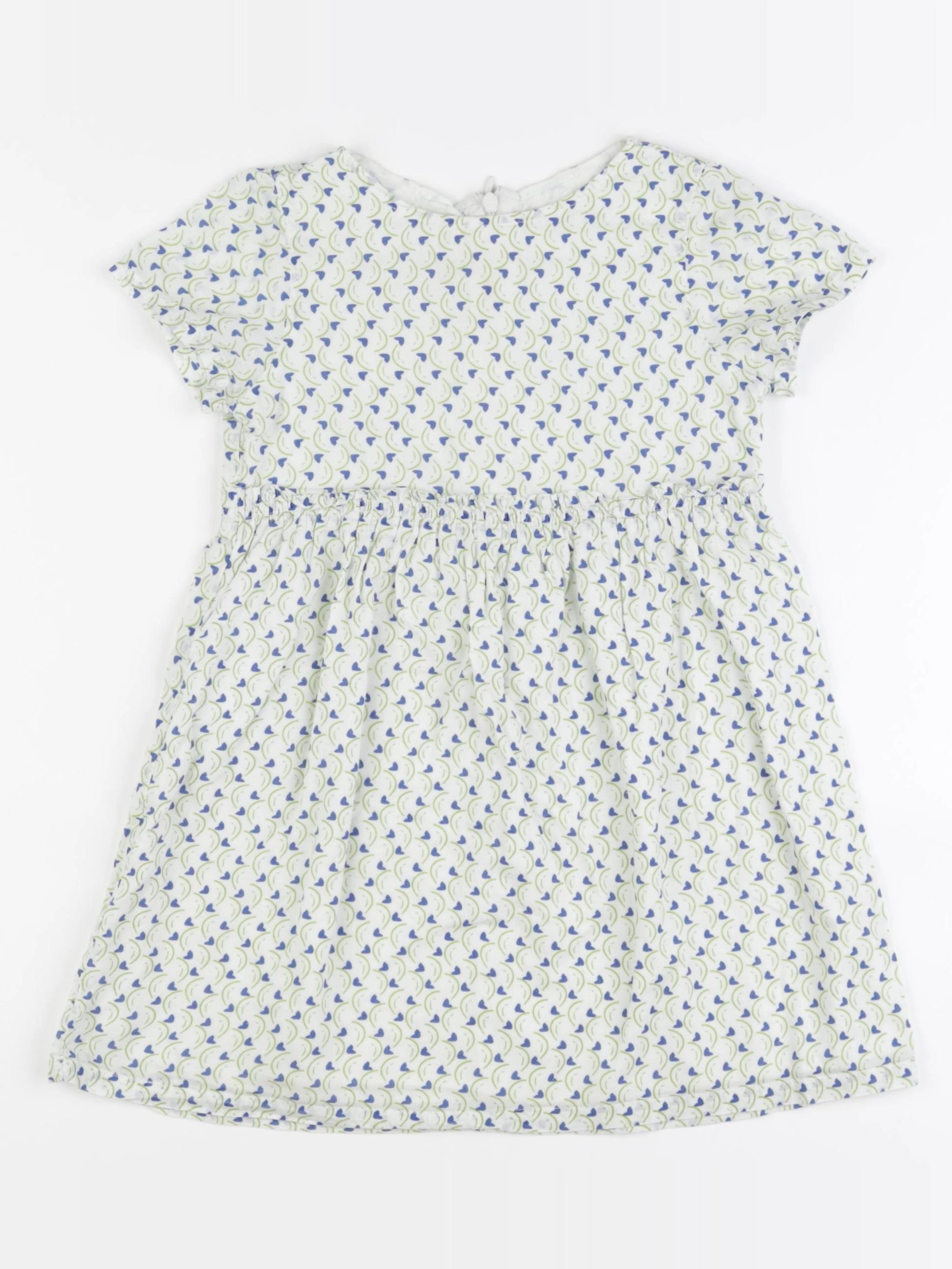Monoprix - robe vert, bleu, blanc - 4 ans