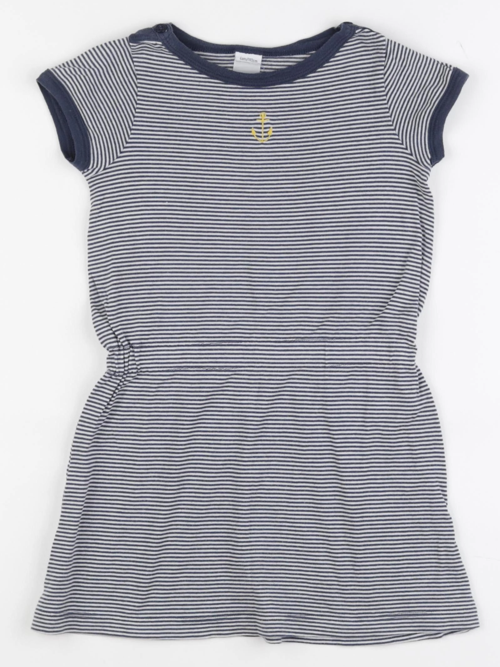 Petit Bateau - robe blanc, bleu - 4 ans