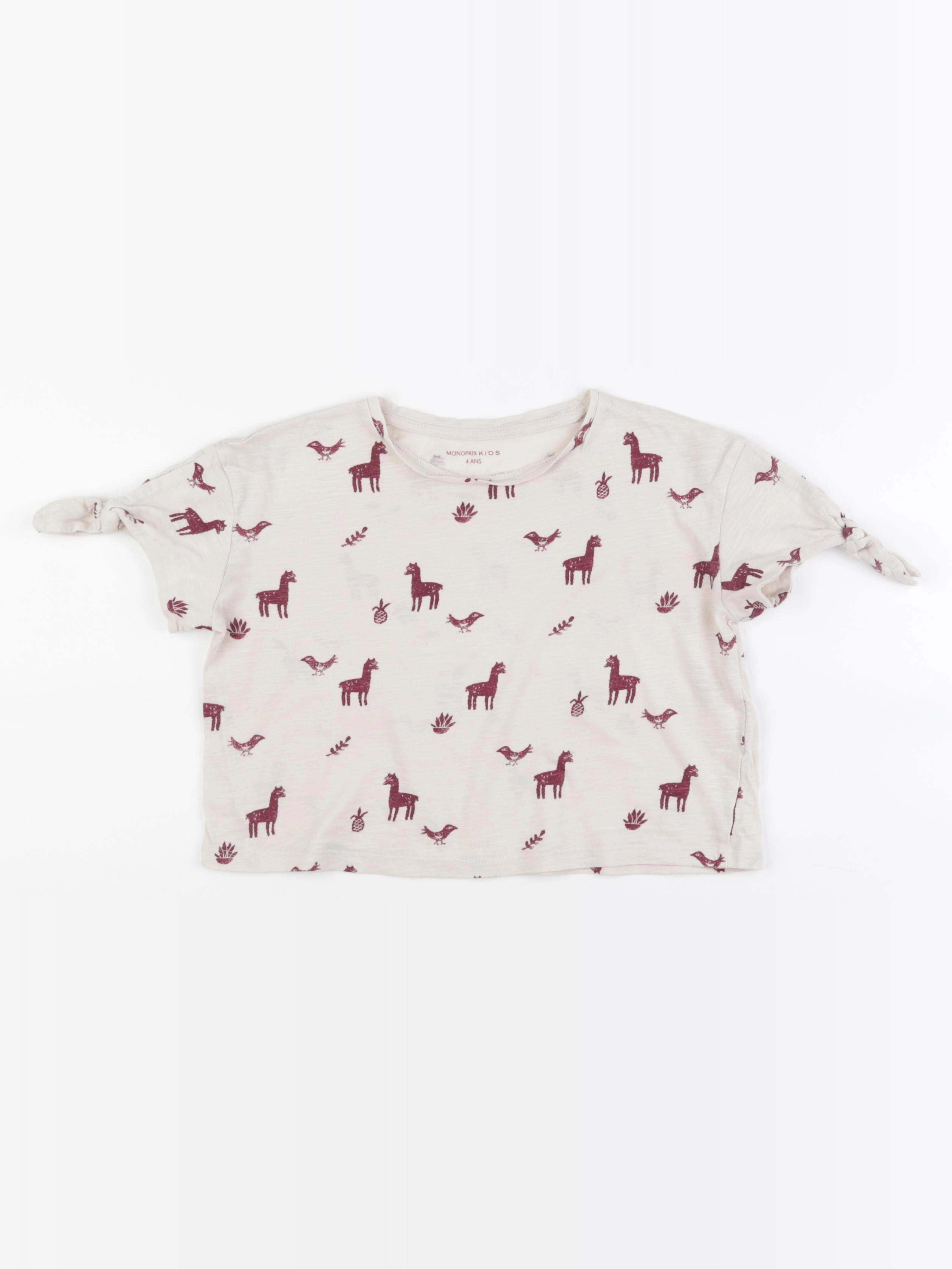 Monoprix - tee-shirt beige, rouge - 4 ans