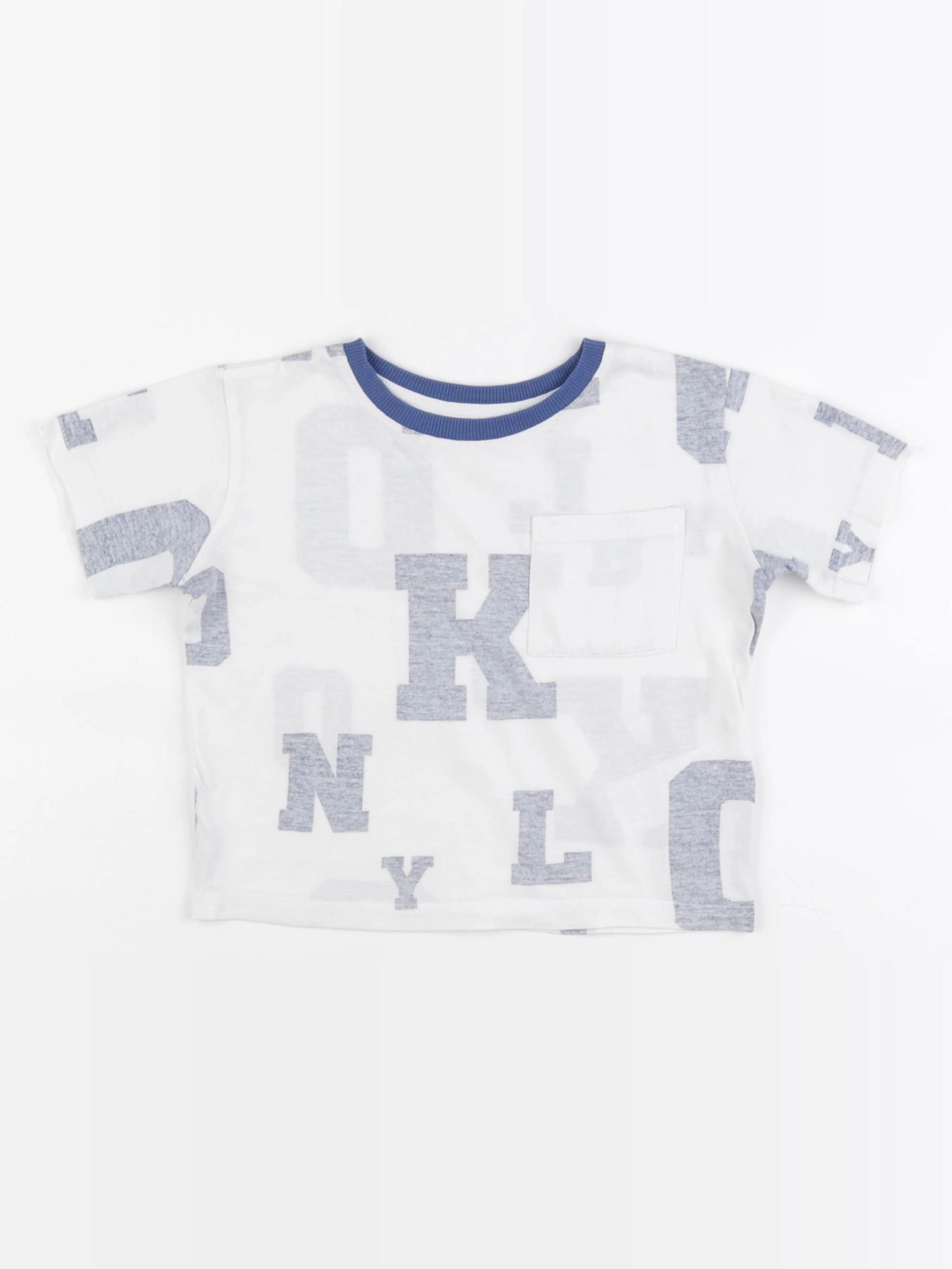 Vertbaudet - tee-shirt blanc, bleu - 3 ans