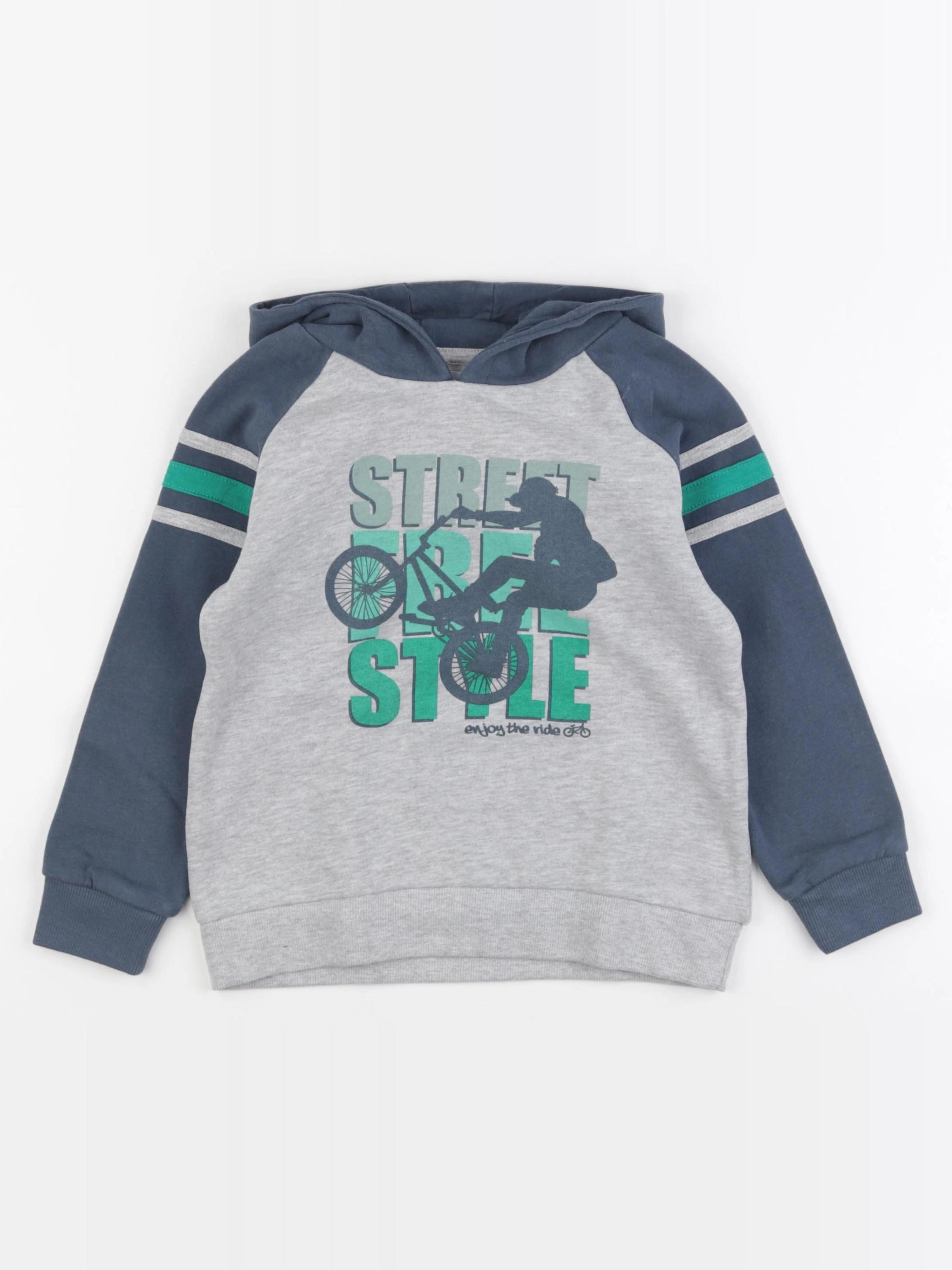 Vertbaudet - sweat bleu, gris - 6 ans