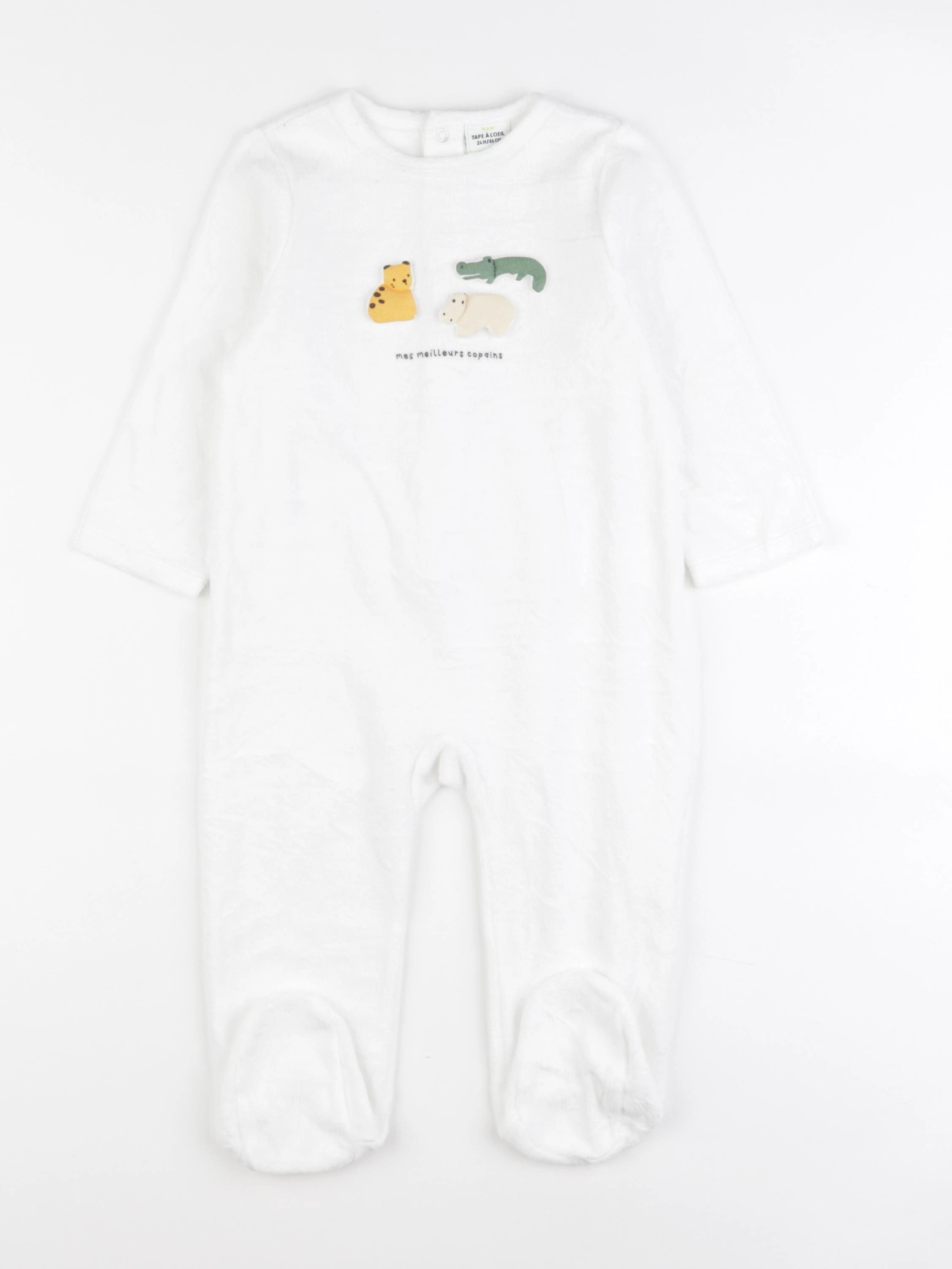 Tape à l'oeil - pyjama velours blanc - 2 ans