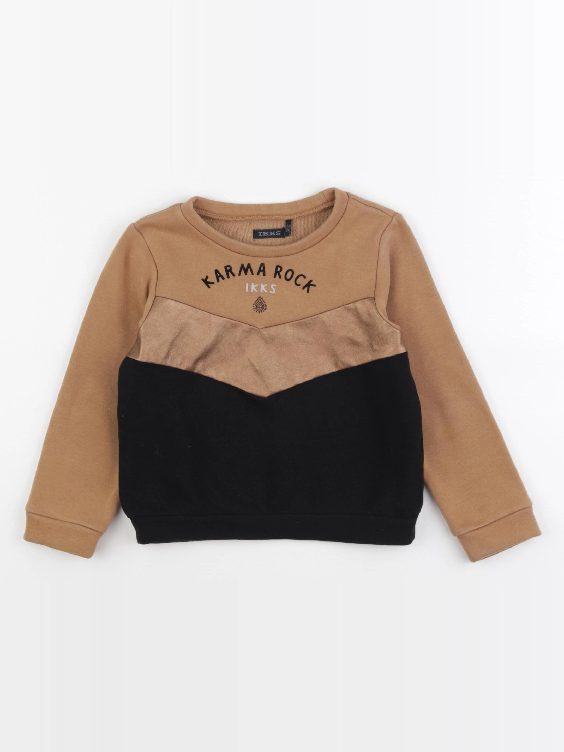 IKKS - sweat marron, noir - 4 ans