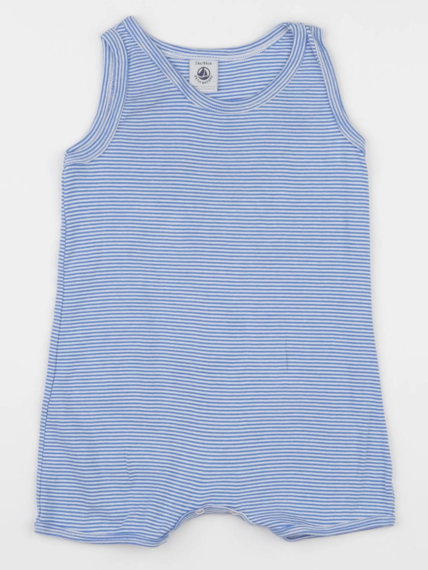 Petit Bateau - pyjama coton bleu, blanc - 24 mois