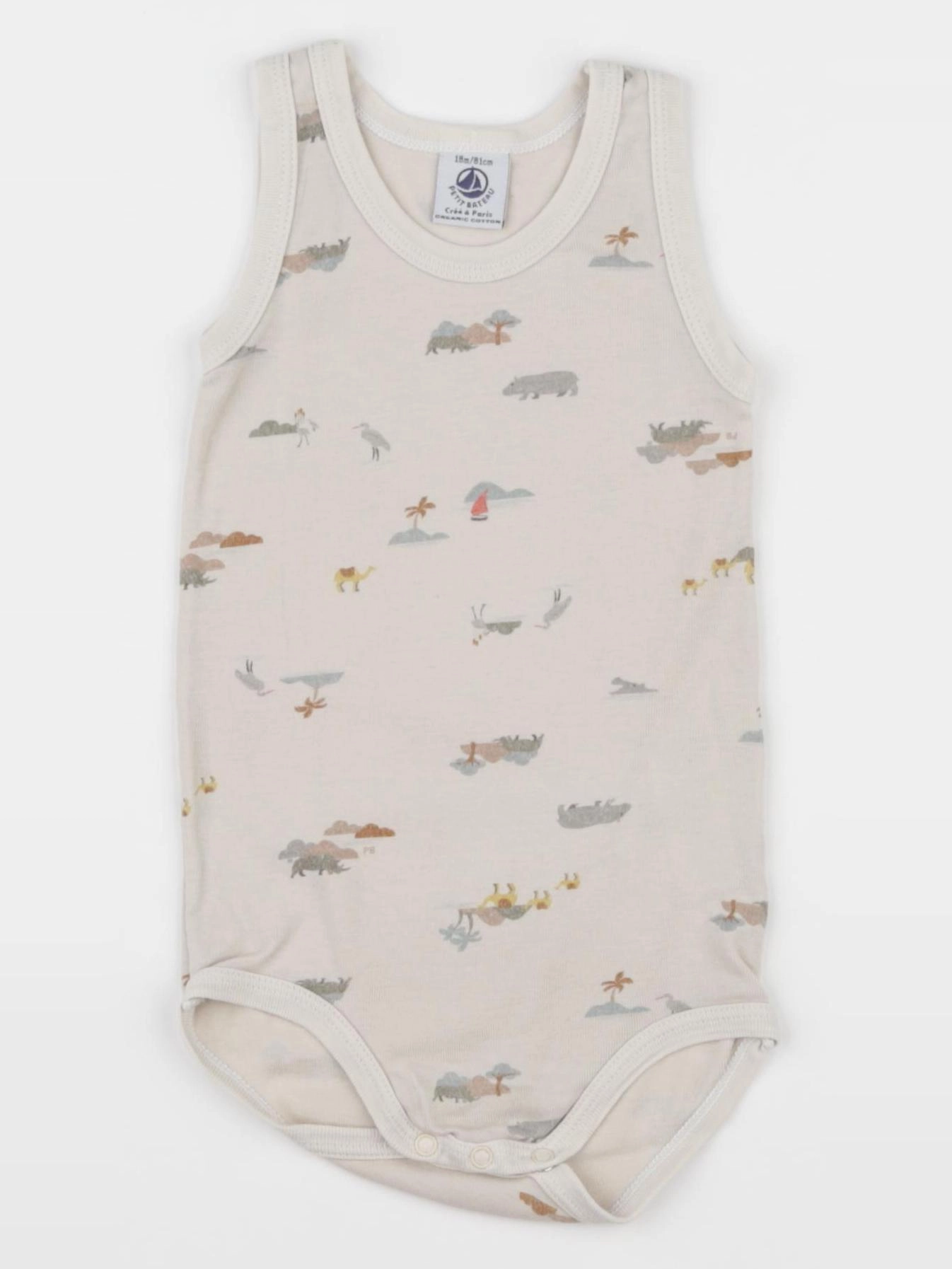 Petit Bateau - body bleu, beige - 18 mois