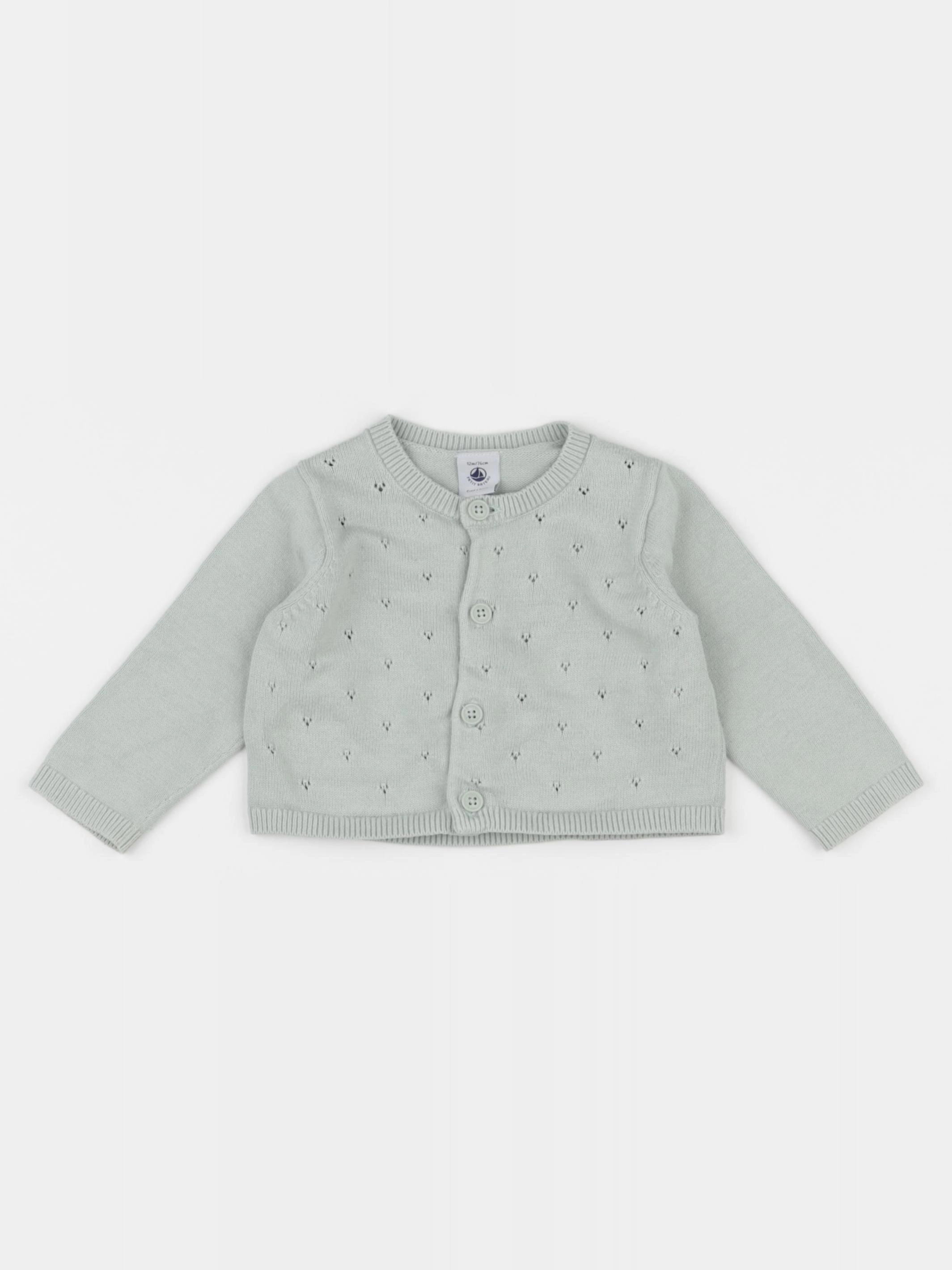 Petit Bateau - gilet vert - 12 mois