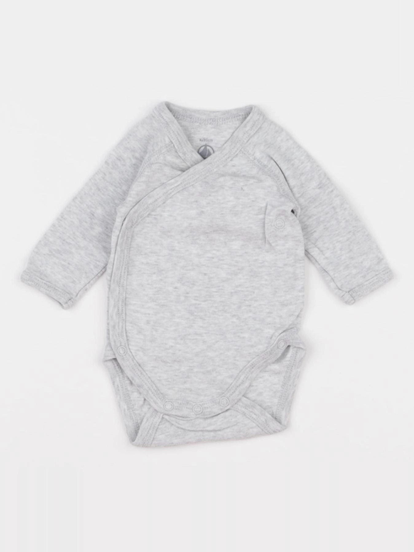 Petit Bateau - body gris - 0 mois