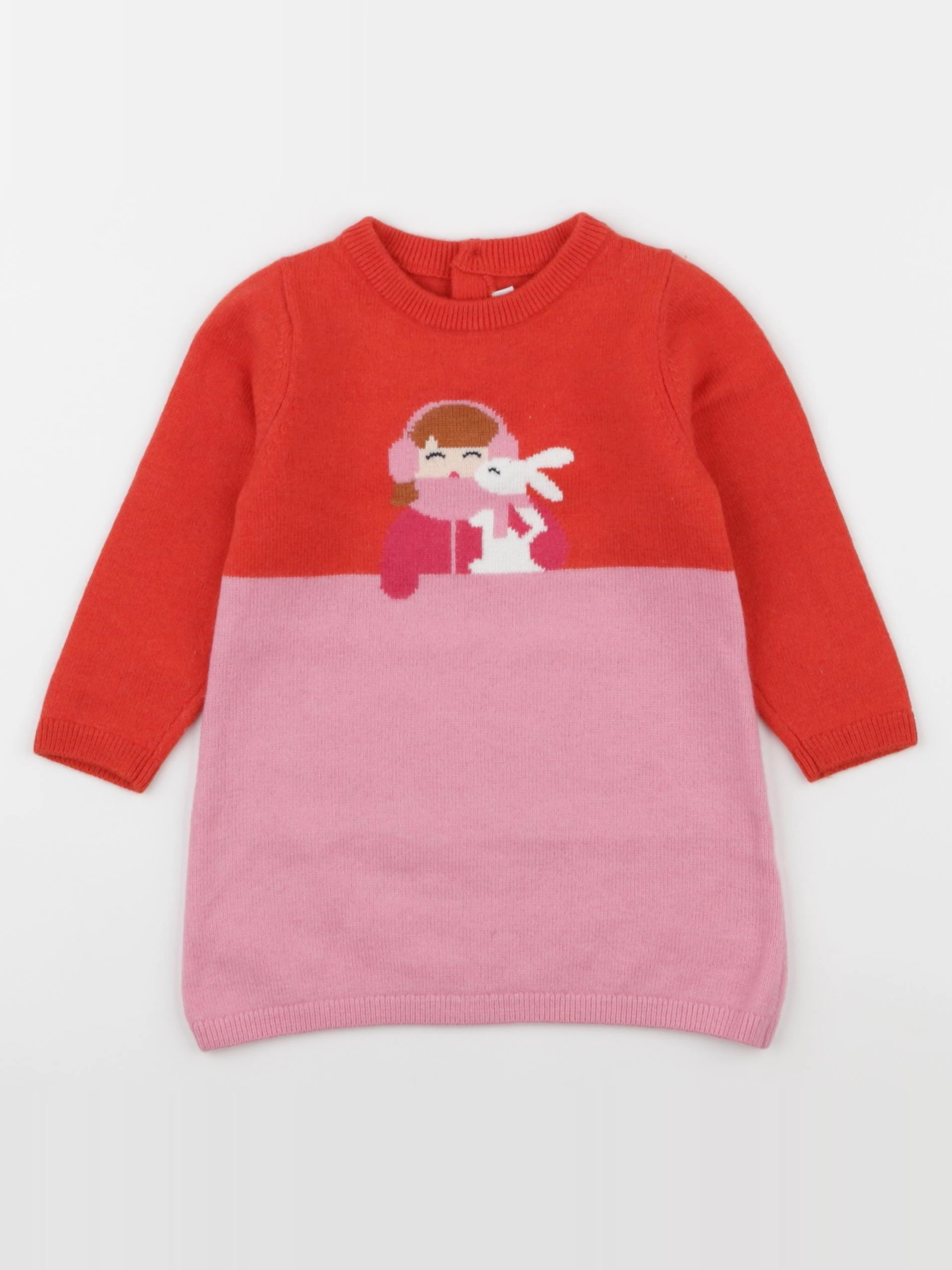 Jacadi - robe rouge, rose - 12 mois