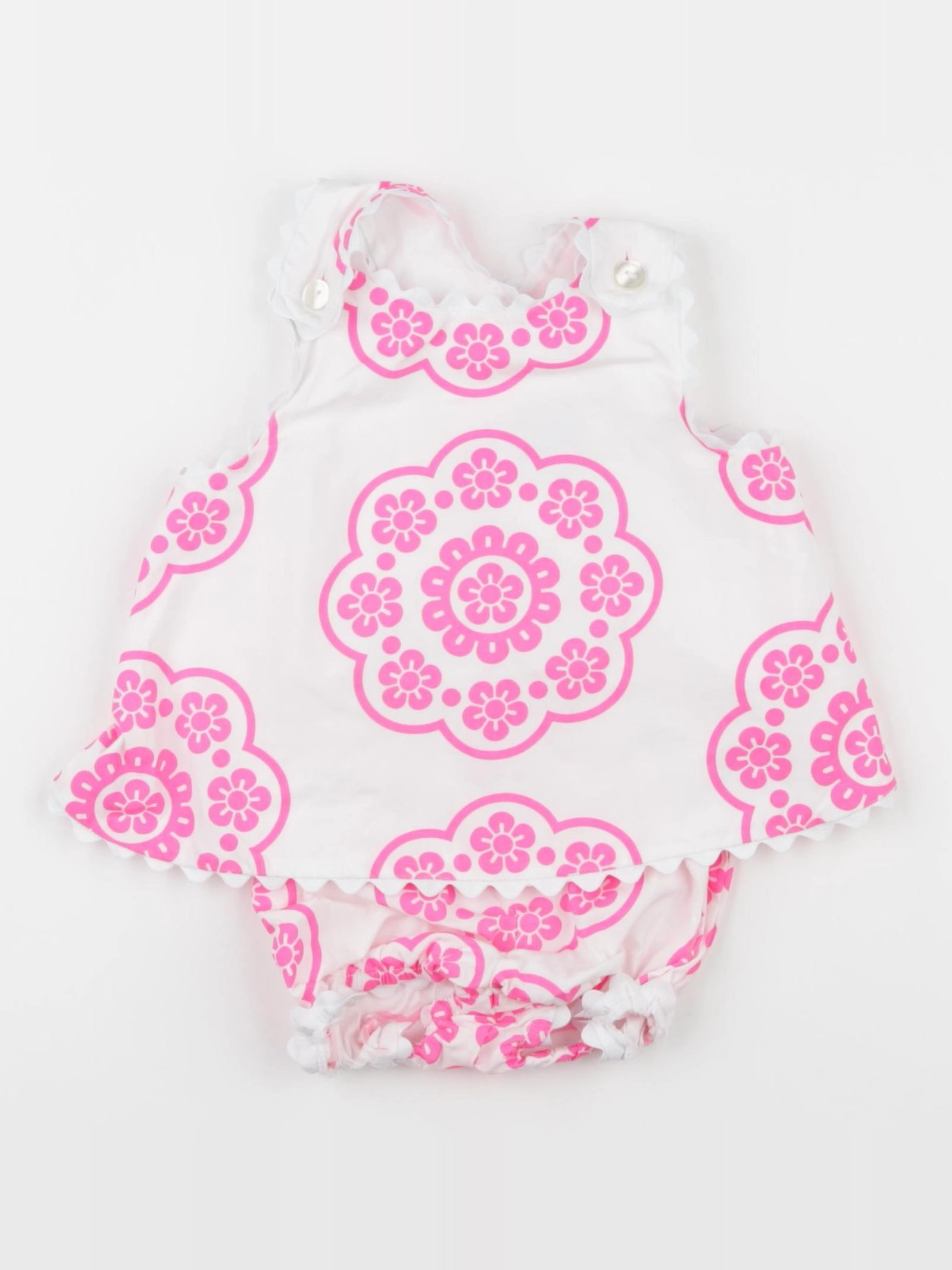 Jacadi - ensemble blanc, rose - 12 mois