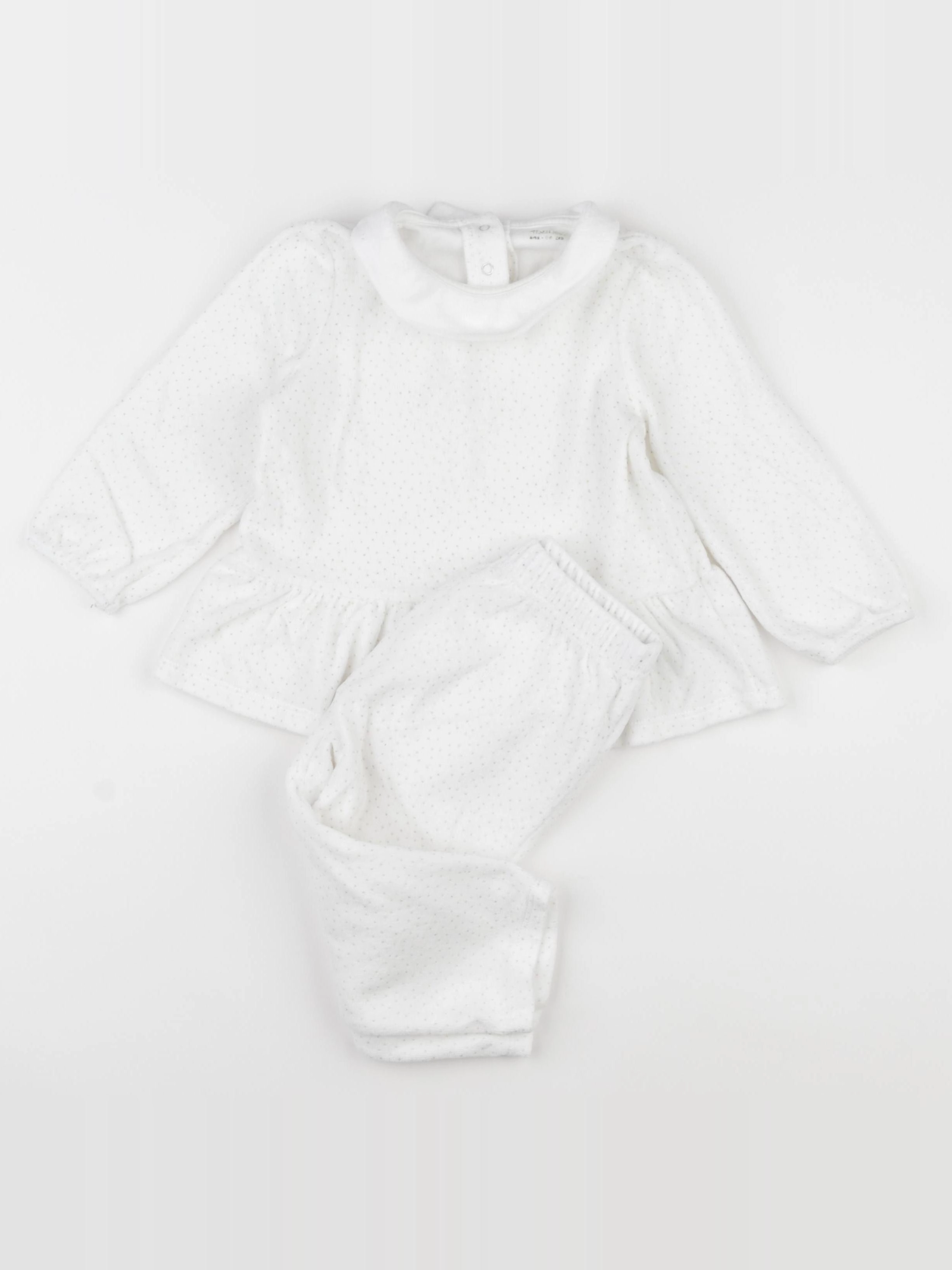 Vertbaudet - pyjama velours blanc, or - 2 ans