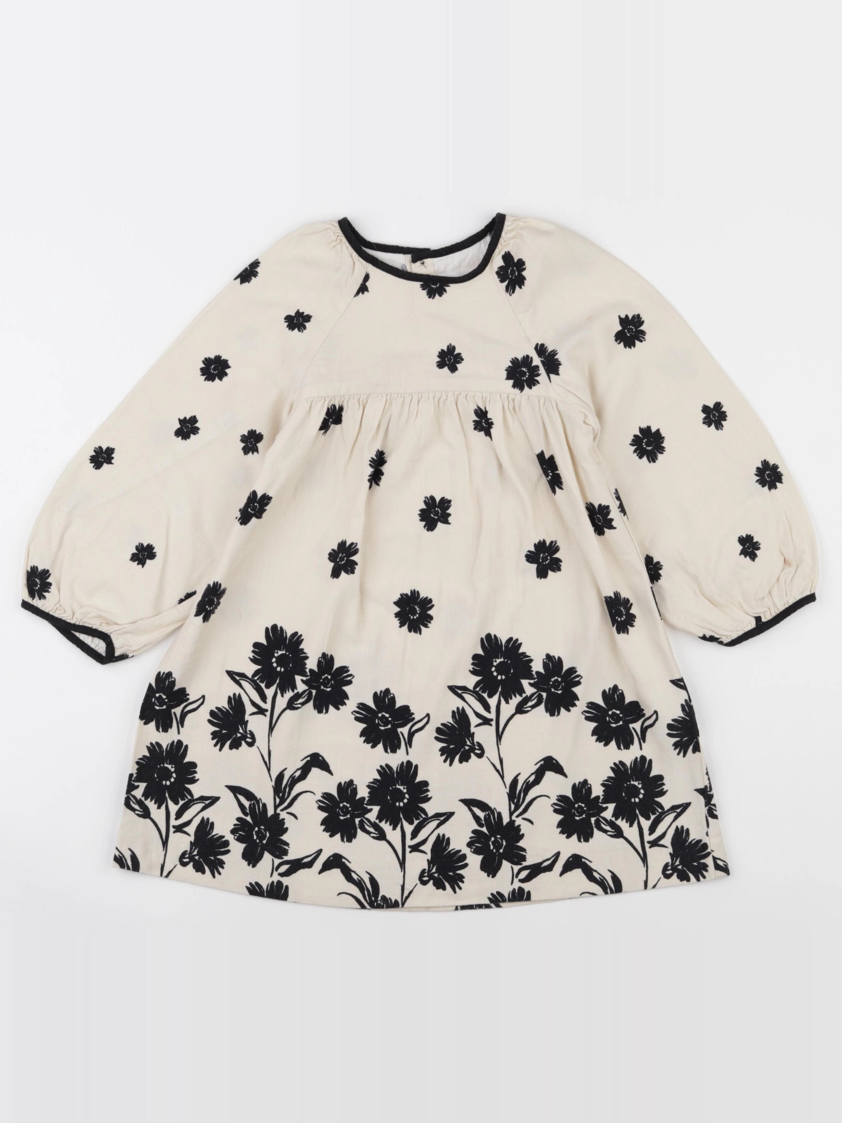 Zara - robe beige, noir - 4/5 ans