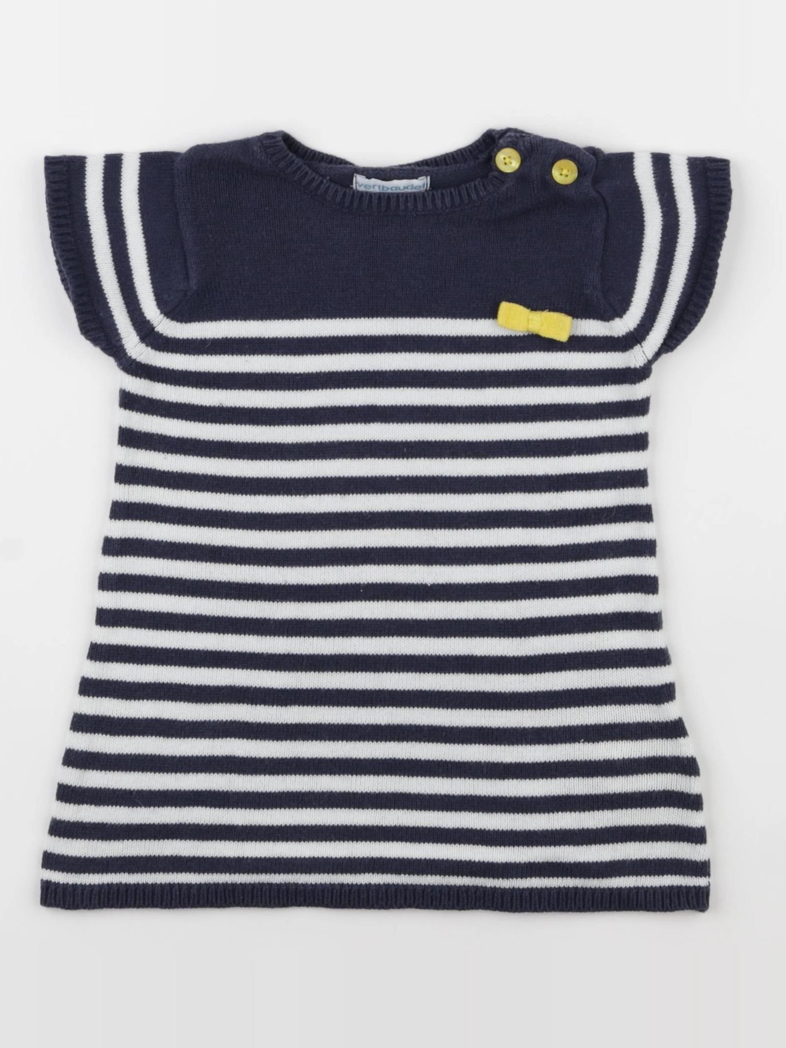 Vertbaudet - robe bleu, blanc - 12 mois