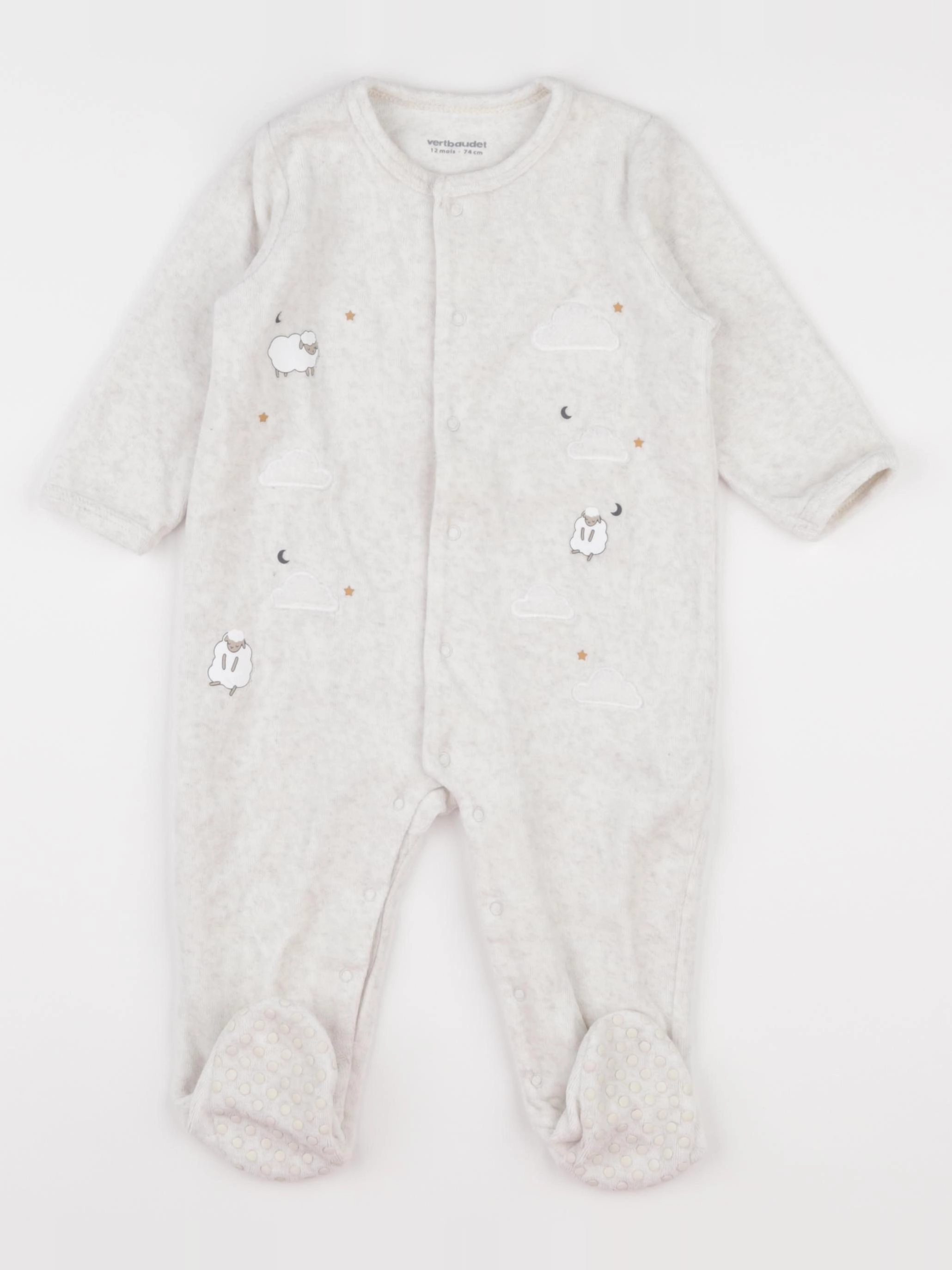 Vertbaudet - pyjama velours beige - 12 mois