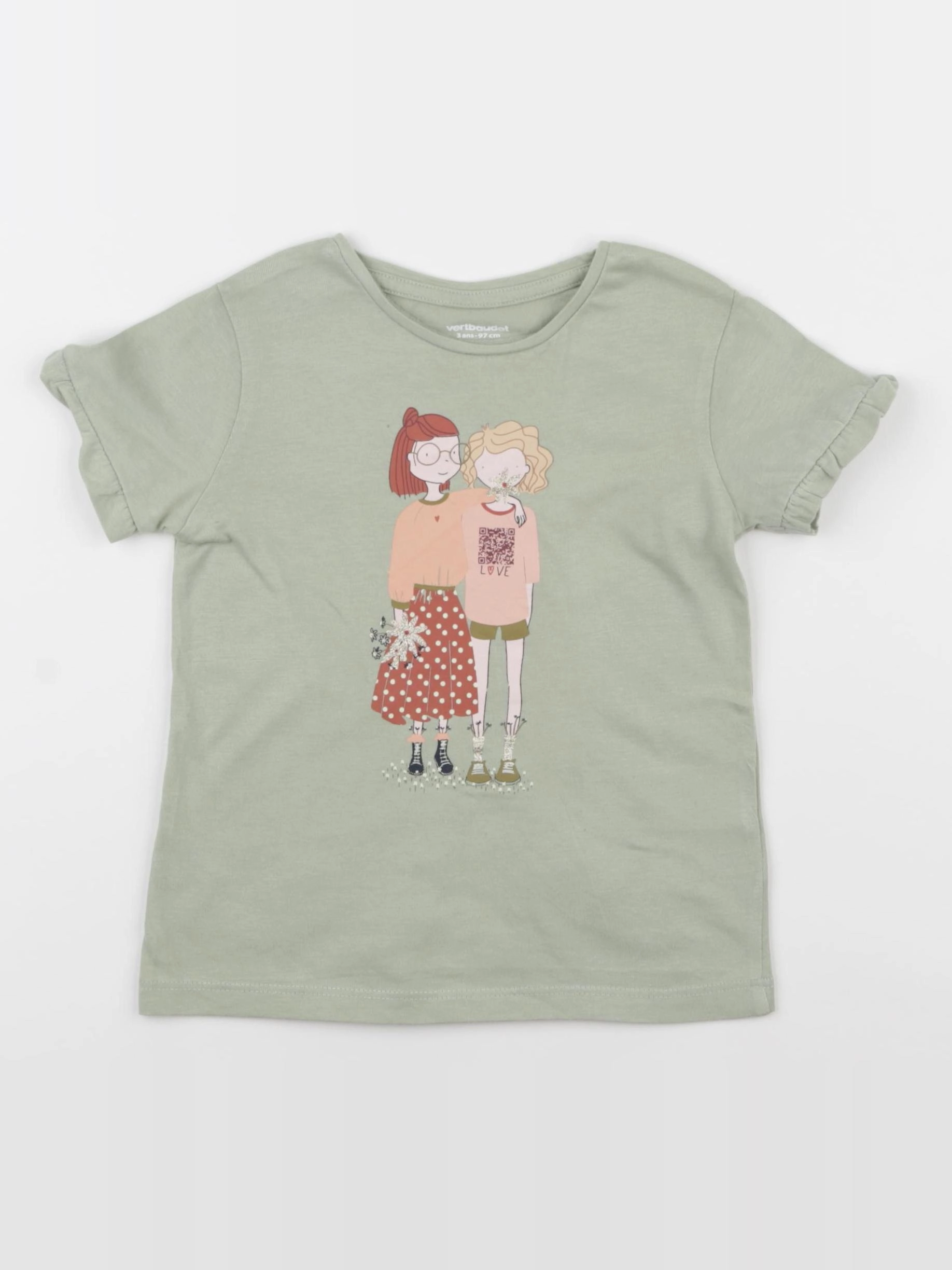 Vertbaudet - tee-shirt vert, or - 3 ans
