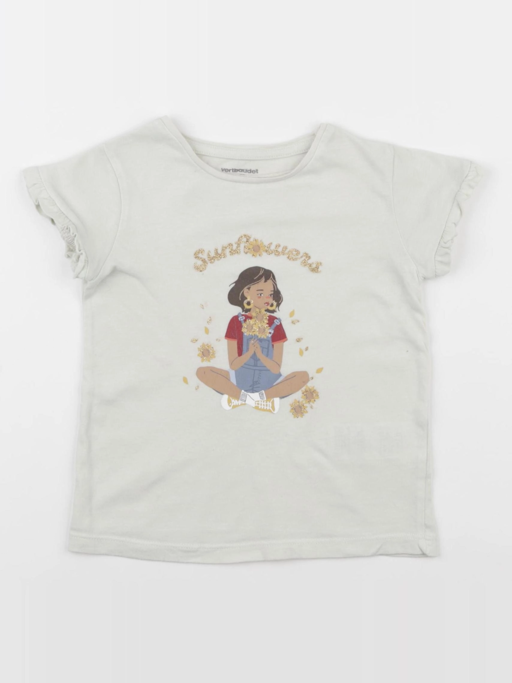 Vertbaudet - tee-shirt beige, or - 3 ans