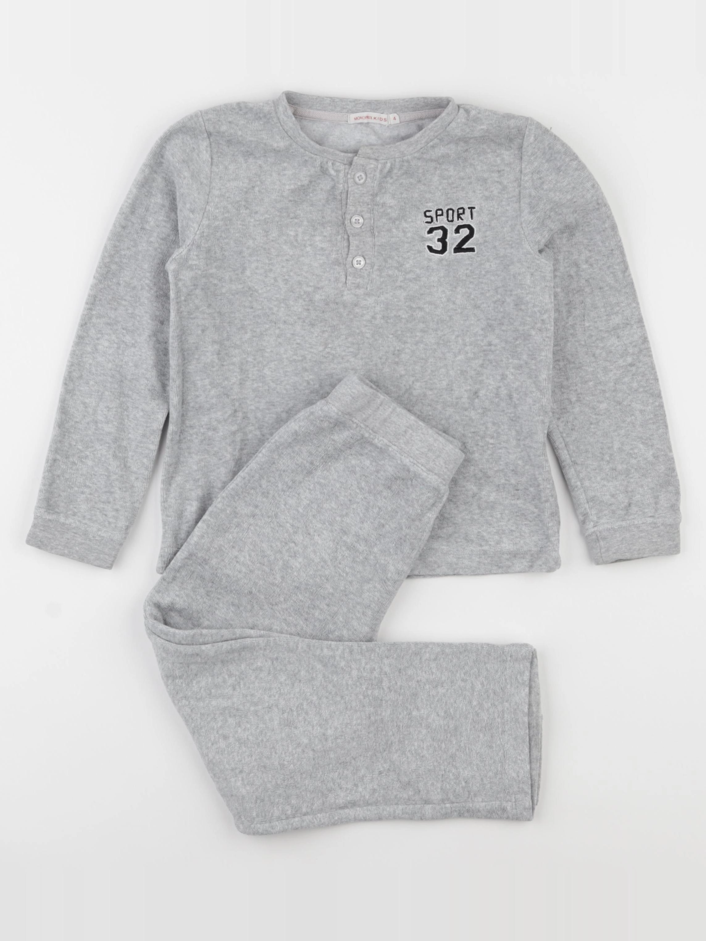 Monoprix - pyjama velours gris - 4 ans
