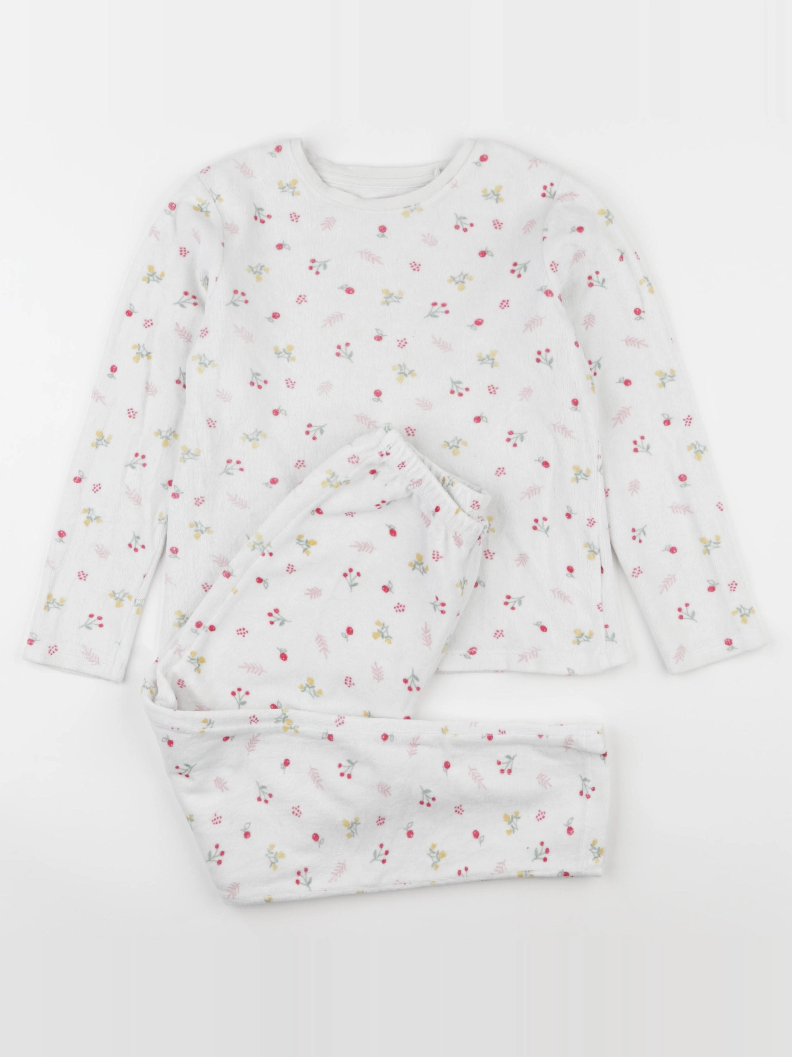 Monoprix - pyjama velours blanc, rose - 8 ans
