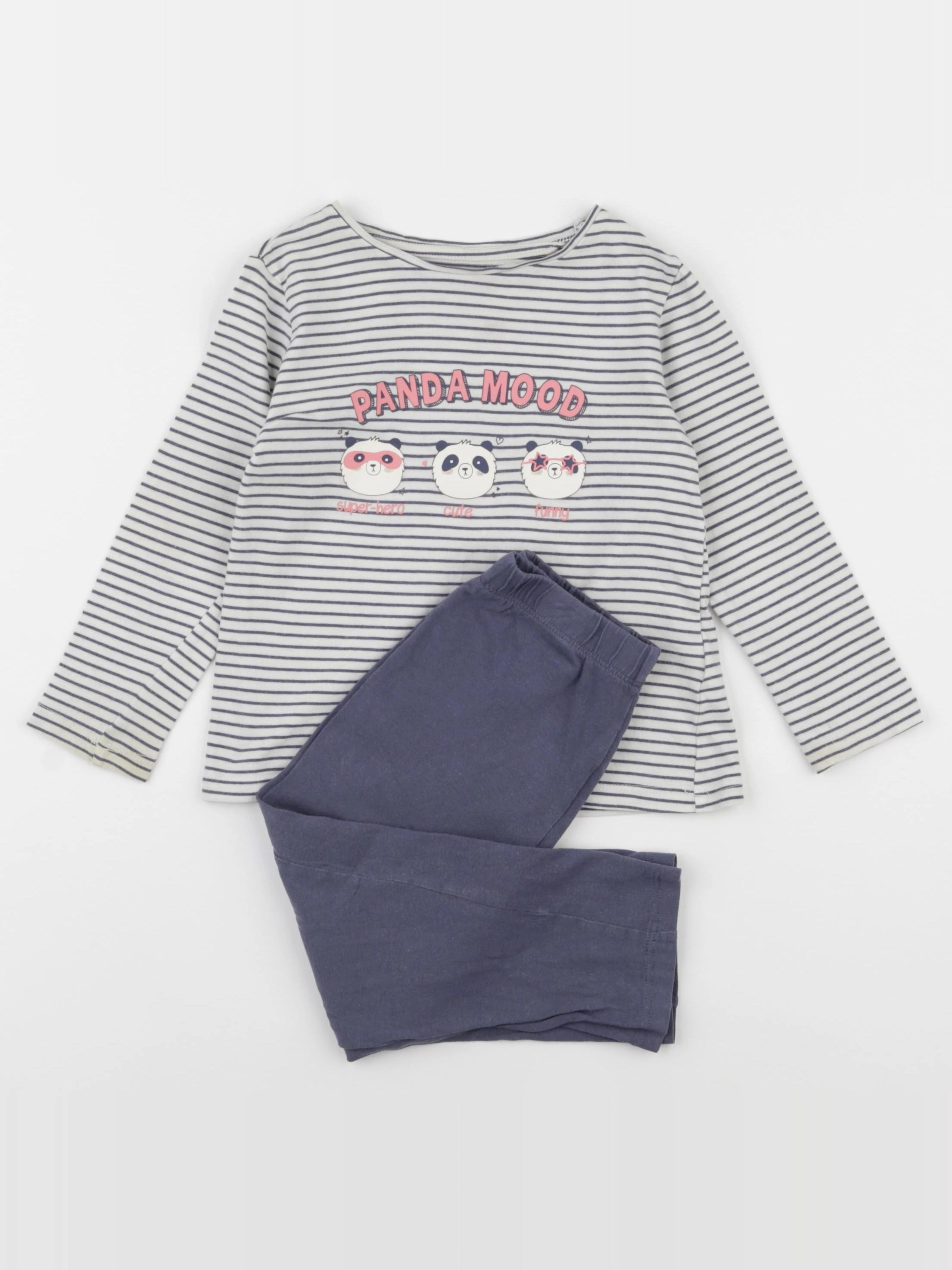 Vertbaudet - pyjama coton blanc, bleu - 3 ans