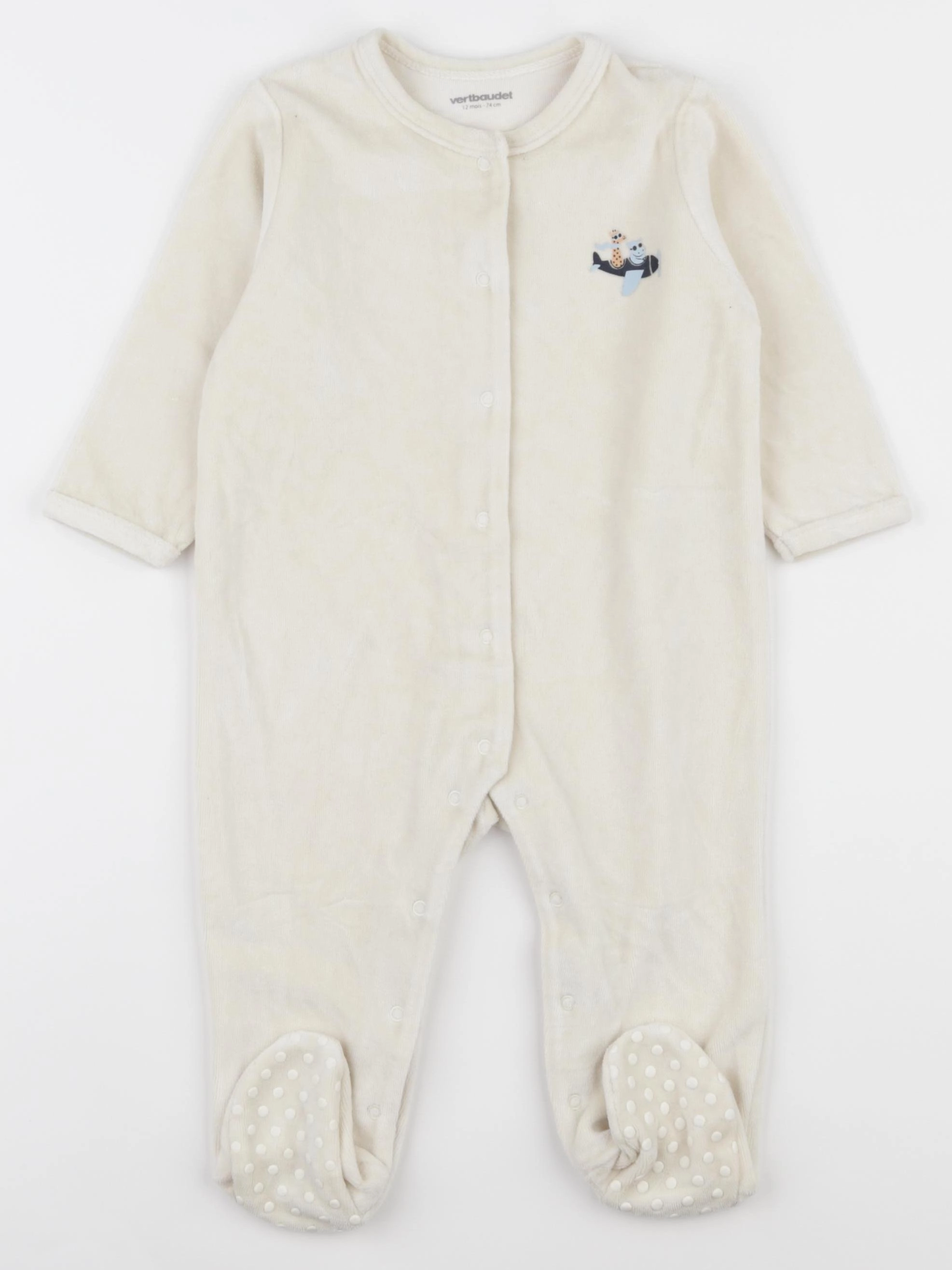 Vertbaudet - pyjama velours beige - 12 mois