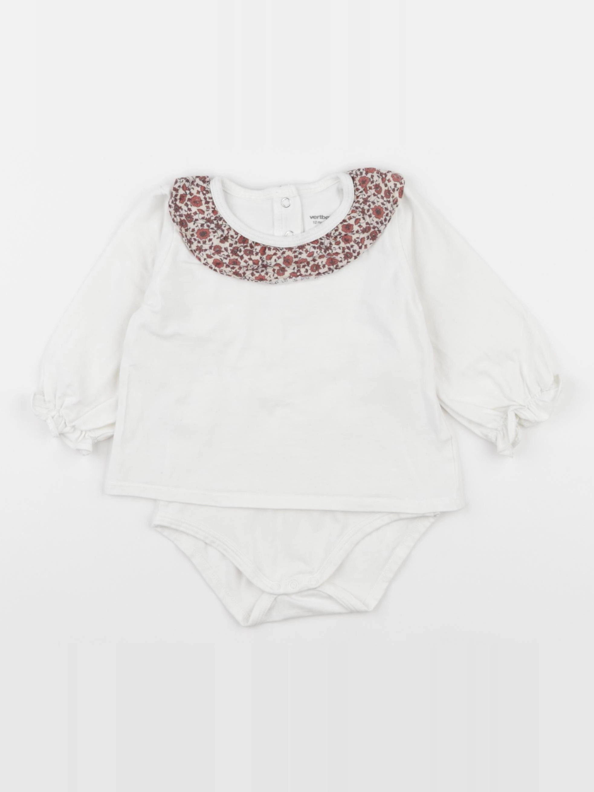 Vertbaudet - body tee-shirt blanc - 12 mois
