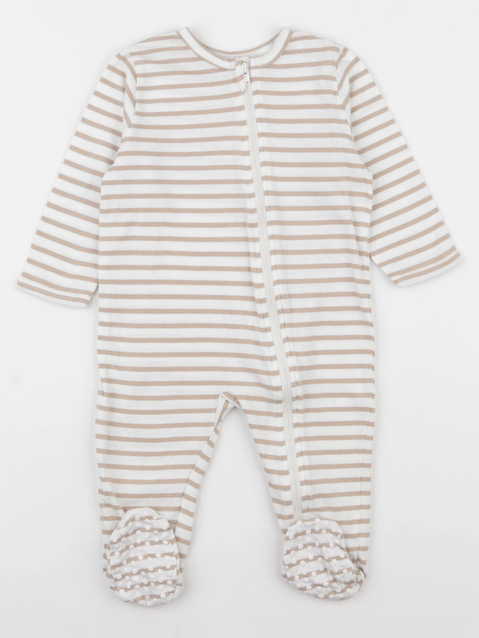 Vertbaudet - pyjama coton blanc, marron - 12 mois